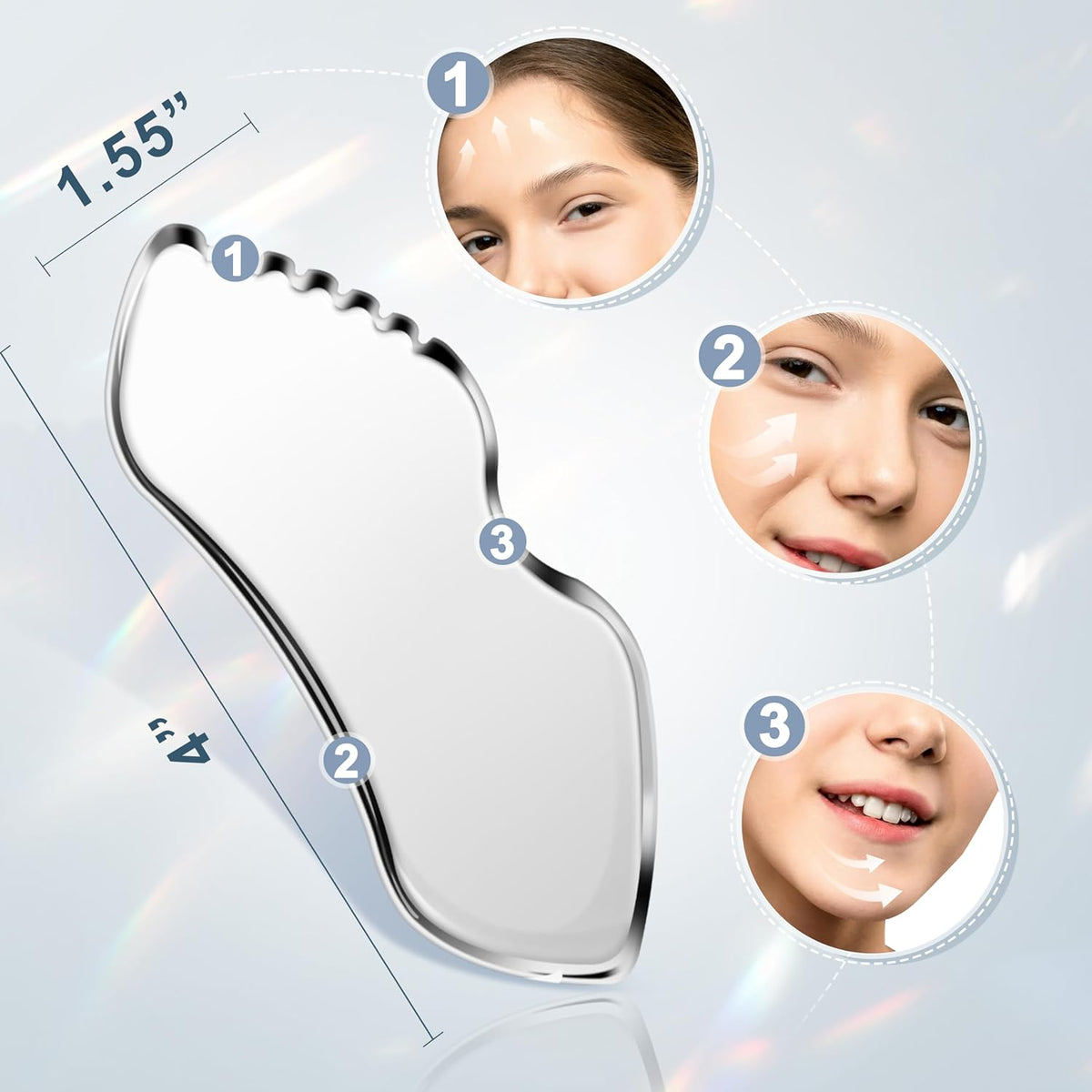 MoHern 2 Pcs Stainless Steel Gua Sha Tool, Gua Sha Facial Tools, Durable GuaSha Tool for Jawline