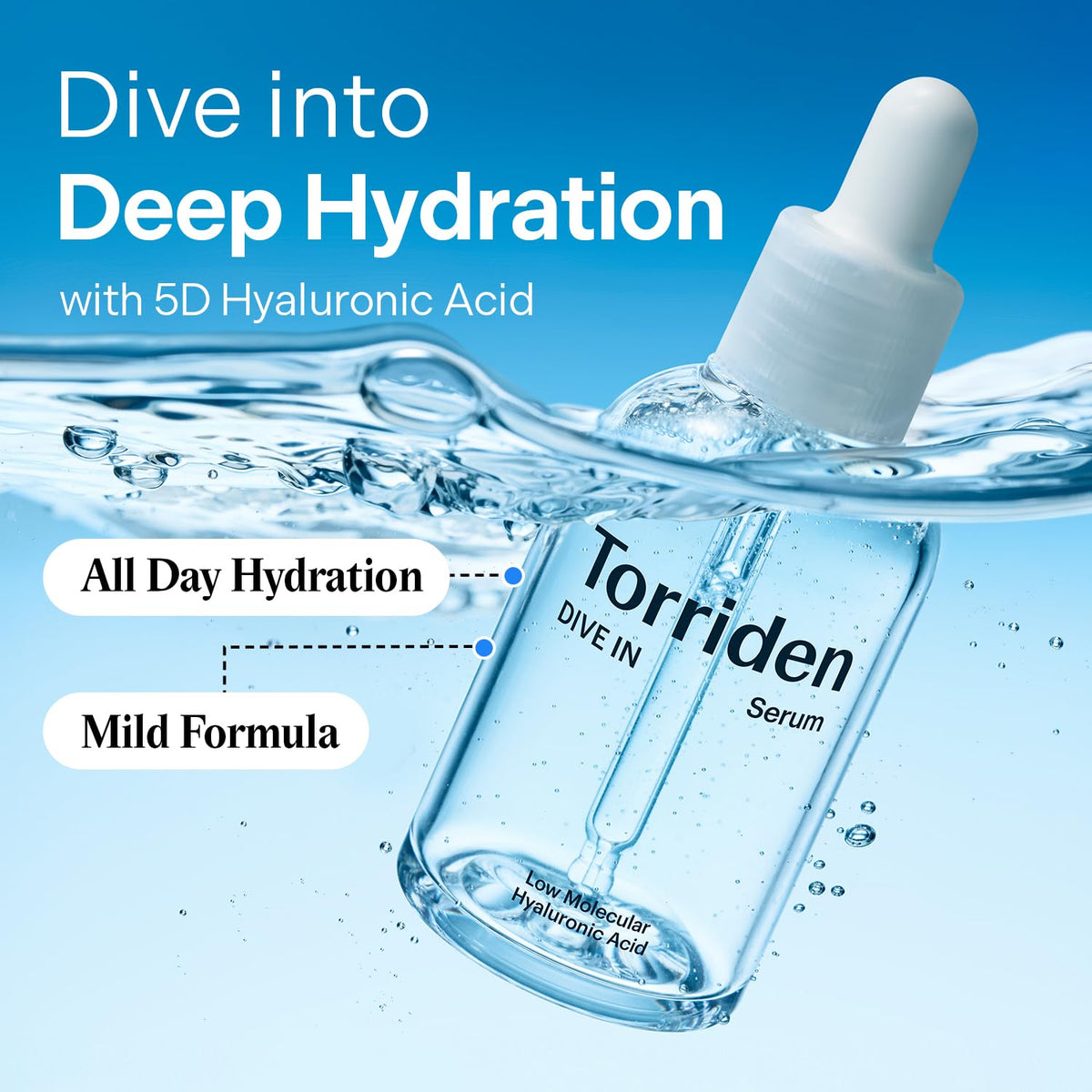 Torriden DIVE IN Serum 1.69 fl oz + refill pouch 1.69 fl oz | Deep Hydration to Get Glow Skin |