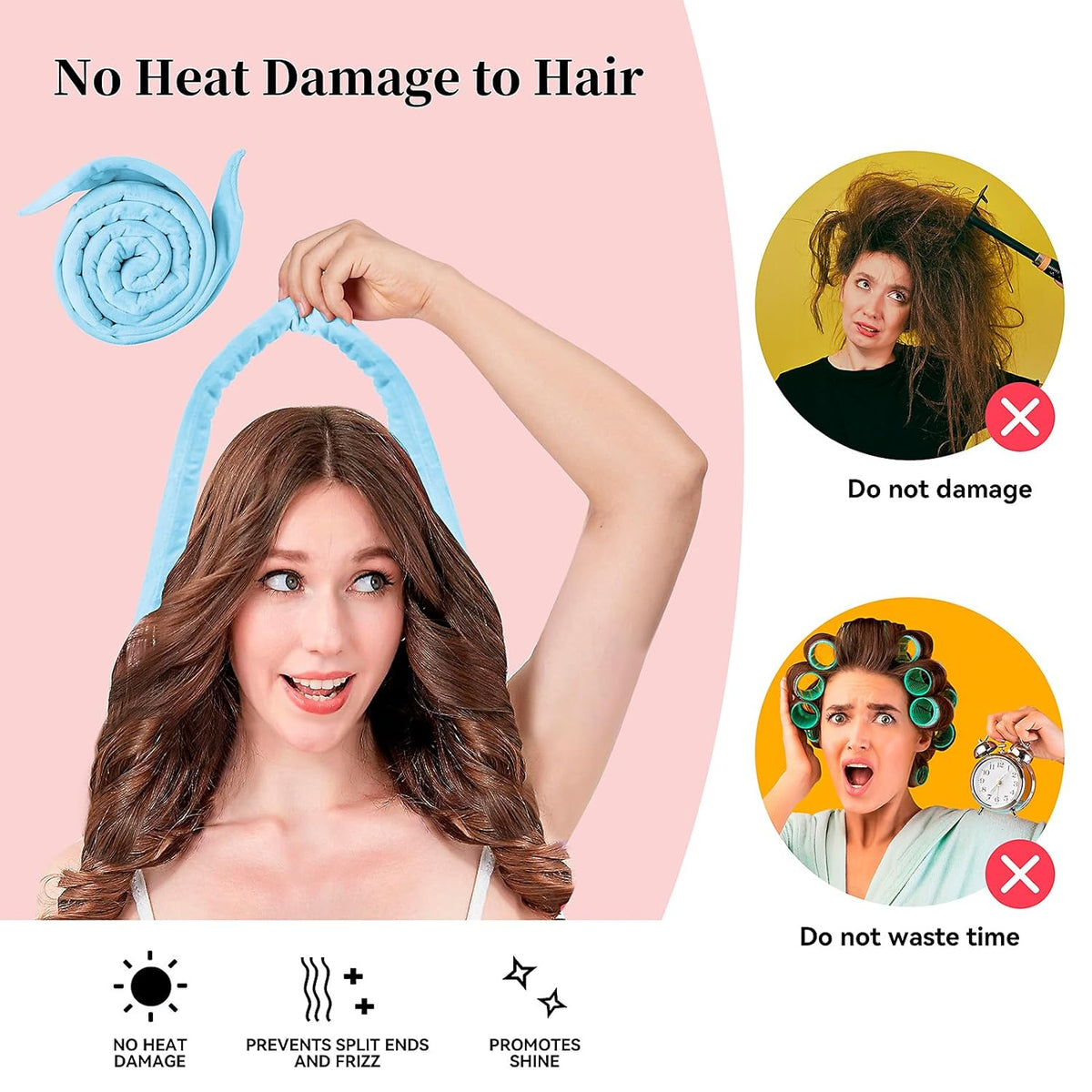 Heatless Curling Rod Headband, Upgraded 60" Extra Long Heatless Curls Headband Soft Hair Curlers to