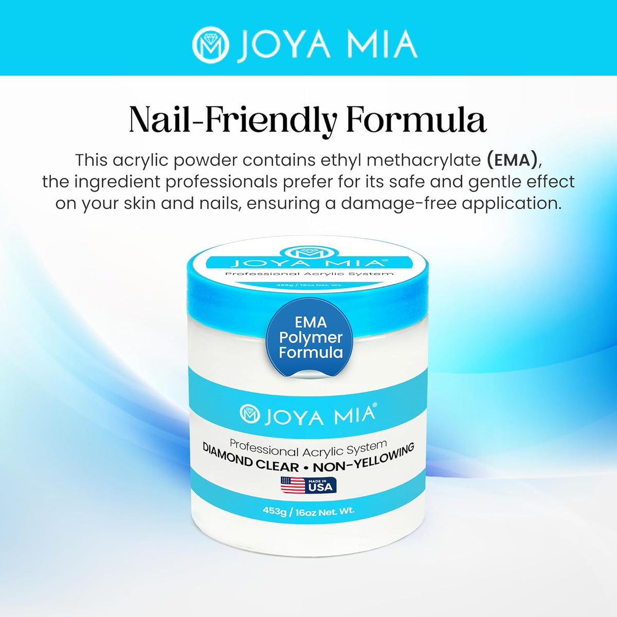 Joya Mia Acrylic Powder for Nails, MMA-Free, Super Adhesion Professional Powder for Flawless &