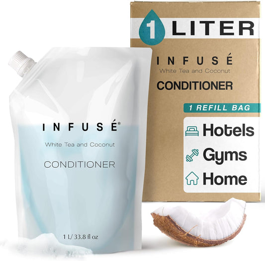 1 Liter Conditioner Refill Bag For Soap Dispensers | Bulk Toiletries for Vacation Rentals, and Home