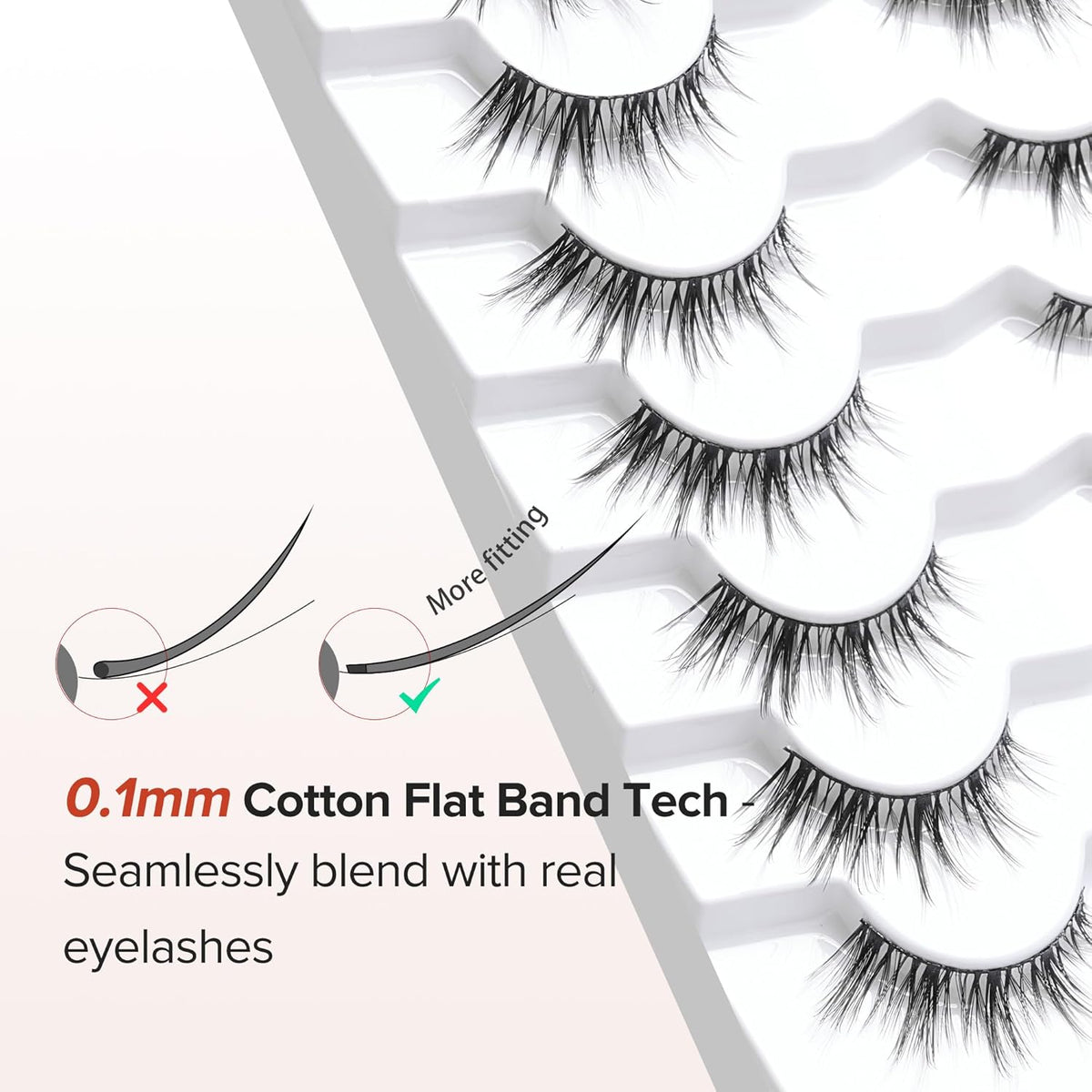 Manga Lashes Wispy 14mm False Eyelashes Natural Look Cat Eye Lashes Strips 0.1mm Thin Band Anime
