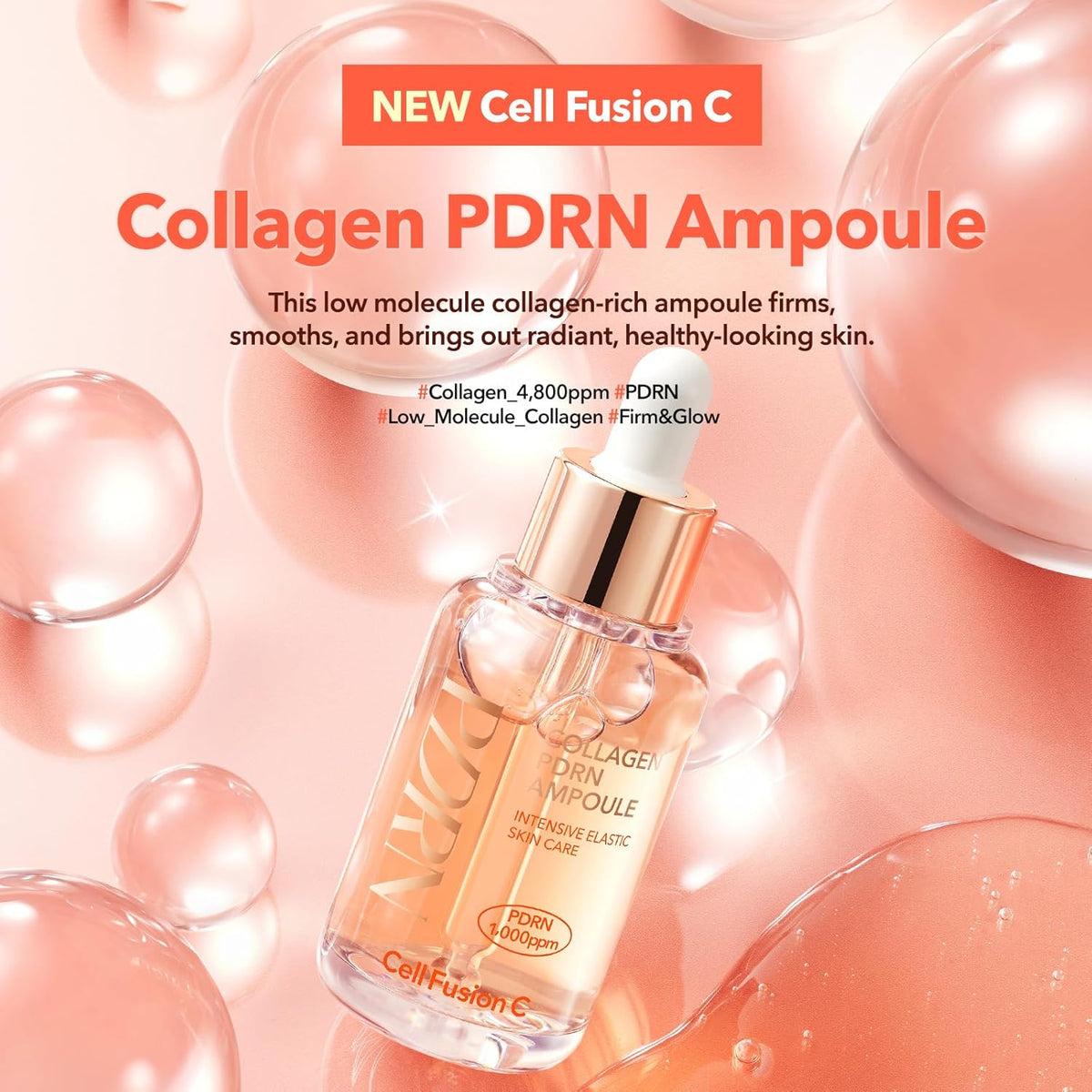Cell Fusion C Collagen PDRN Ampoule, Salmon DNA PDRN Face Serum for Glow, Collagen, Niacinamide