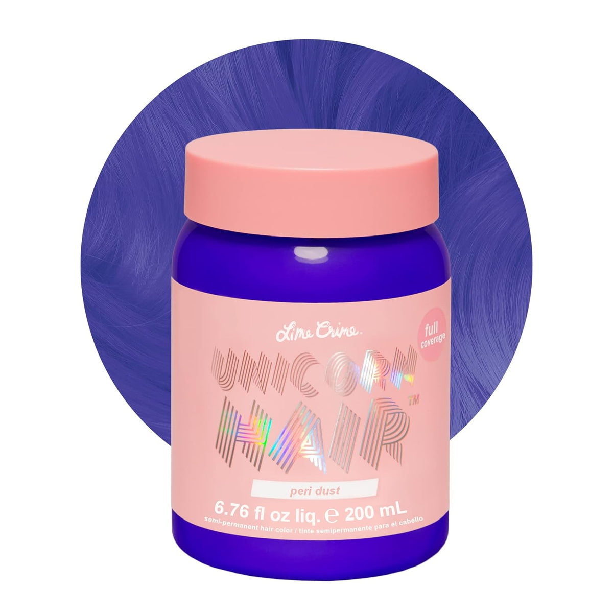 Lime Crime Full Coverage Unicorn Hair Dye, Peri Dust - Damage-Free Semi-Permanent Hair Color