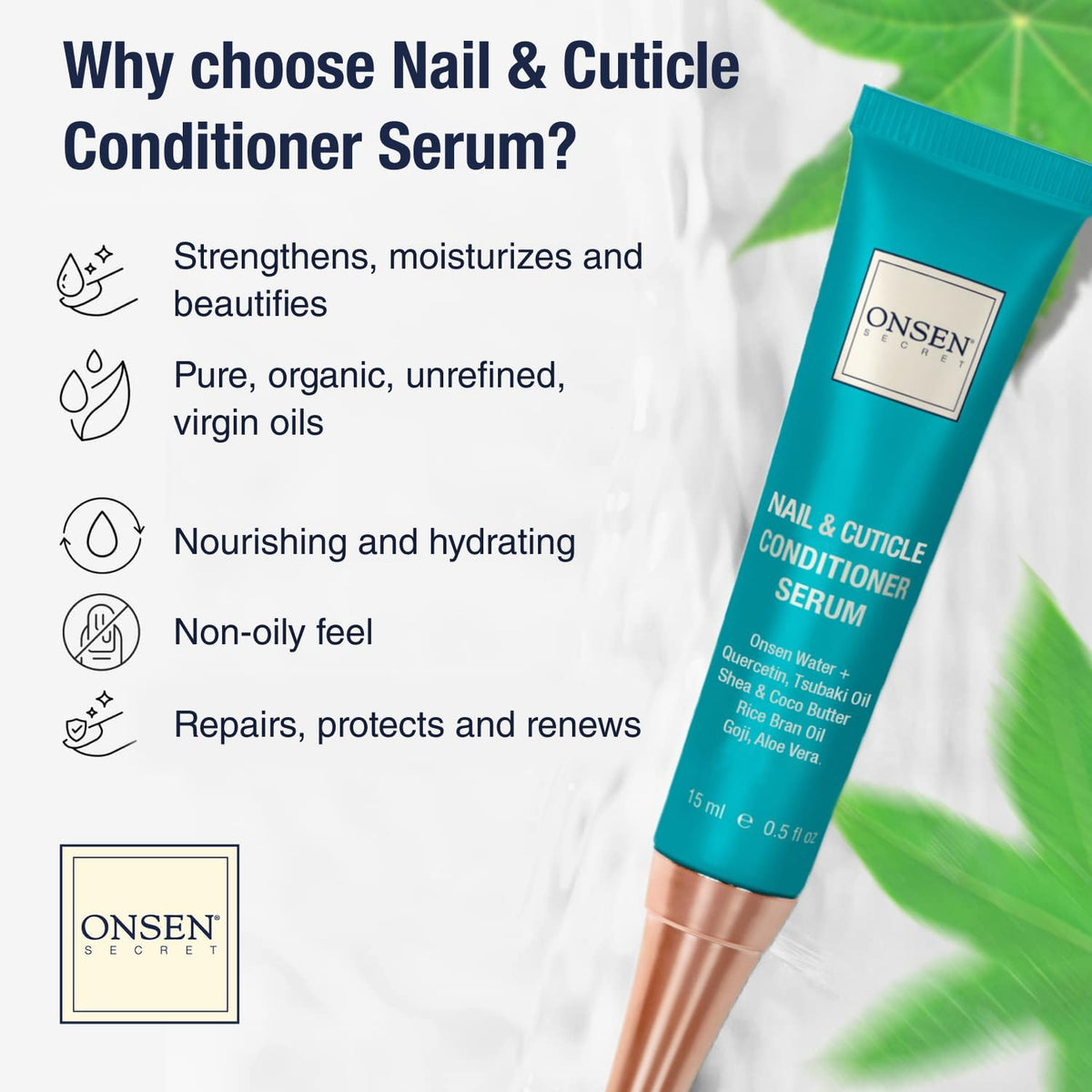 Onsen Secret Cuticle Cream Bundle, Double Sided Nail File 120/180 Grit, Nail Cuticle Oil - Japanese