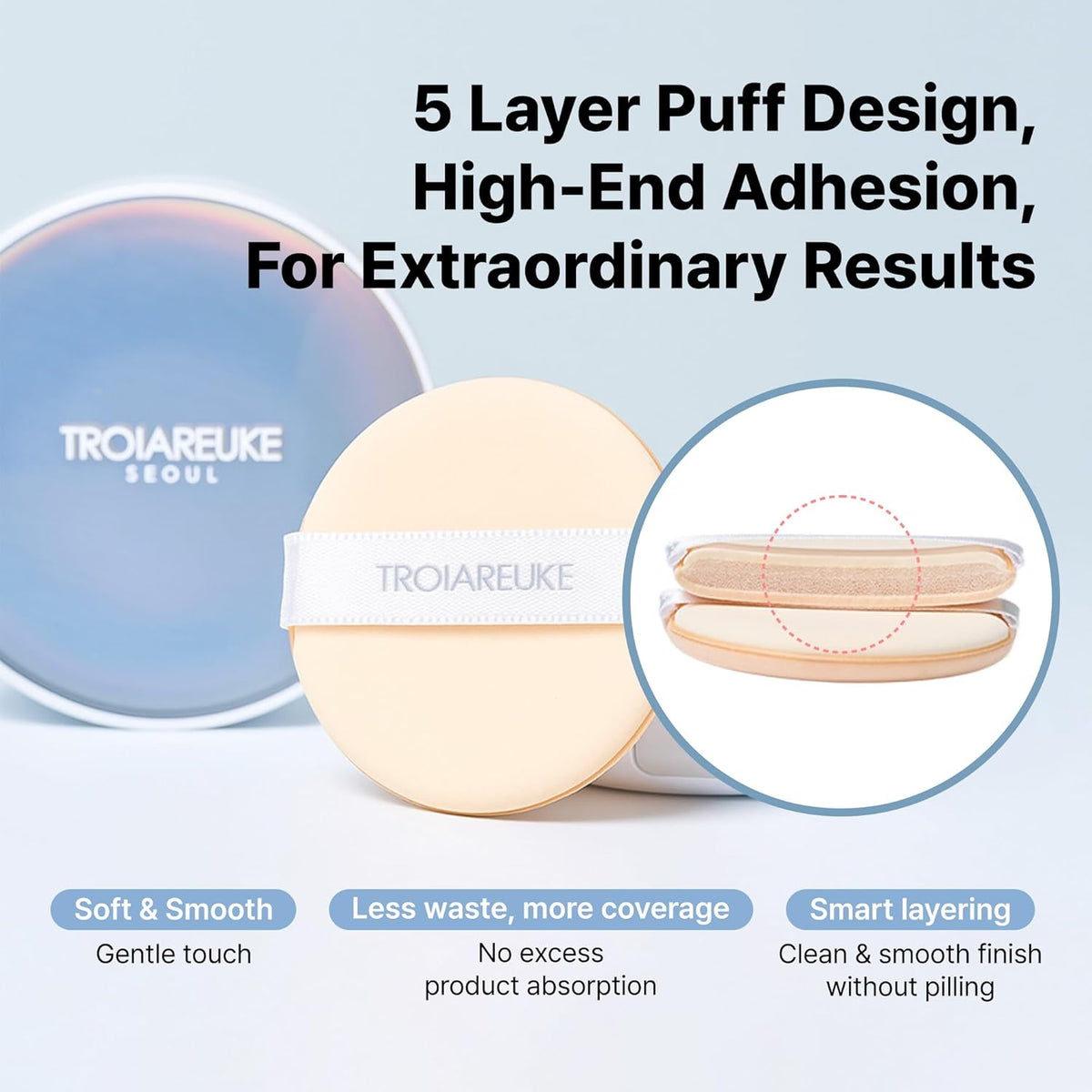 TROIAREUKE Seoul "Bridal" Cushion Foundation(#22, Yellow Beige), Korean Cushion Foundation