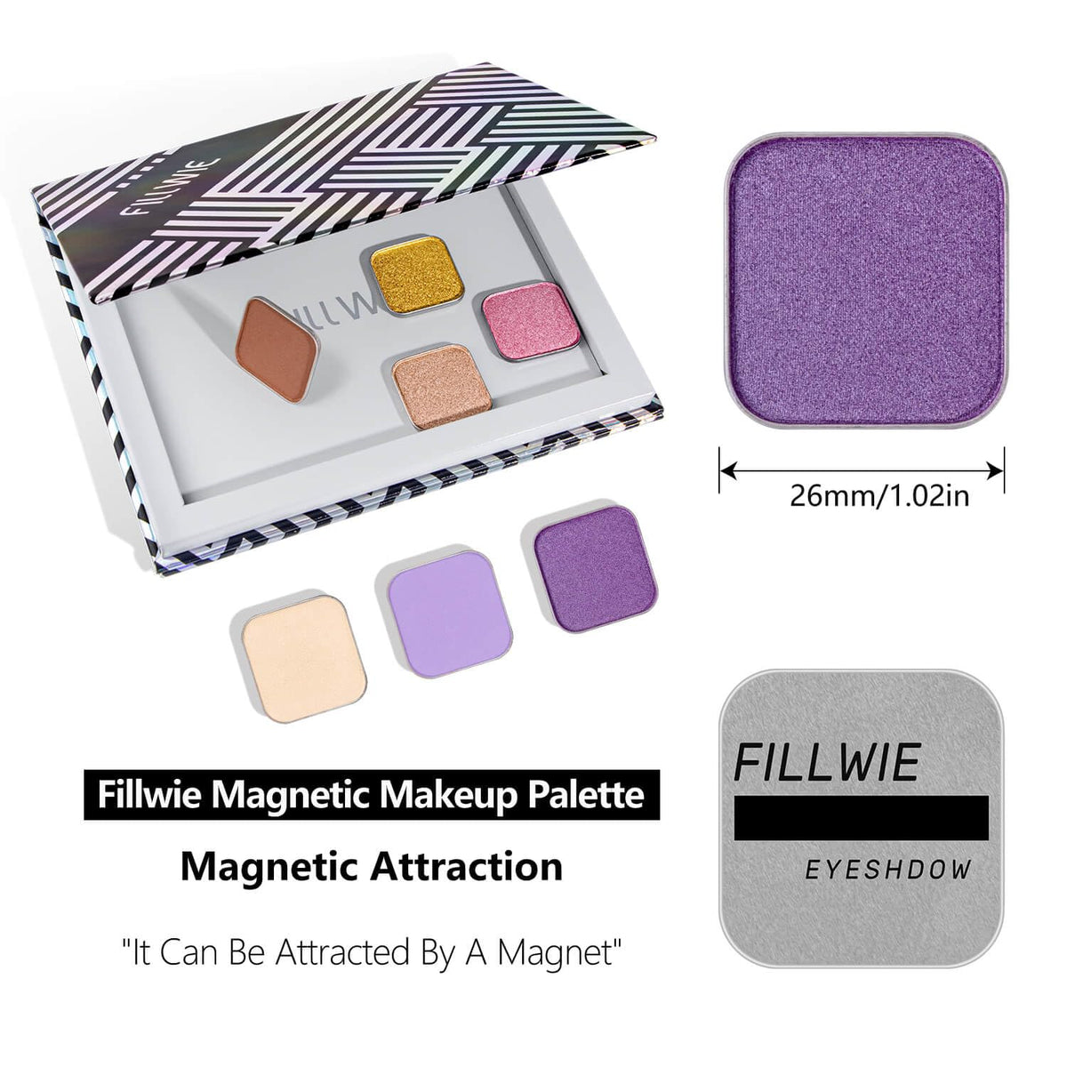 Single Purple Eyeshadow Matte Shimmer Finish Soft Texture High Pigment Long Lasting Magnetic Refill