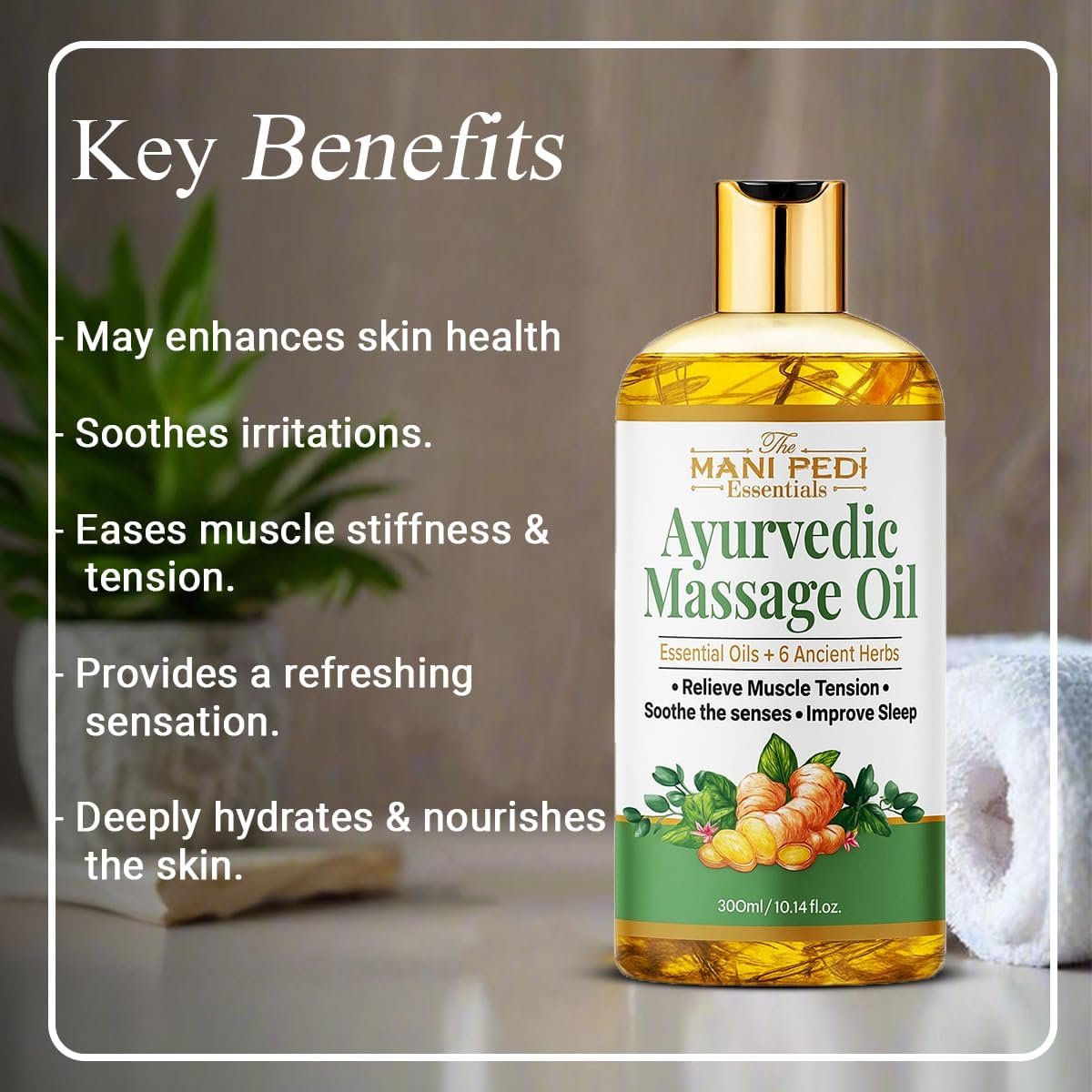 Ayurvedic Massage Oil enriched with Clove, Almond, Lemongrass & Lavender Oils & 6 Ancient Herbs.