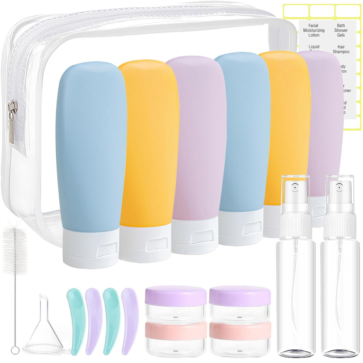 20 Pack Travel Bottles Set for Toiletries TSA Approved, Leak Proof Travel Size Containers Kit