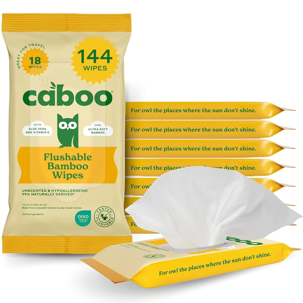 Caboo Tree Free Flushable Wipes, Travel Wipe, Certified Flushable, Septic Safe, Biodegradable Wipe