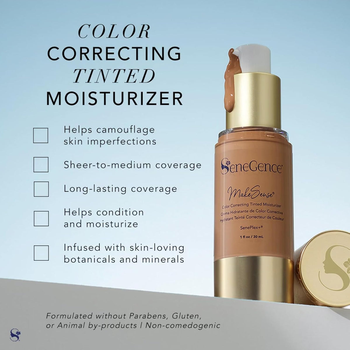 SeneGence MakeSense Color Correcting Tinted Moisturizer with Sheer Coverage, Medium-Deep, 1 Fl Oz