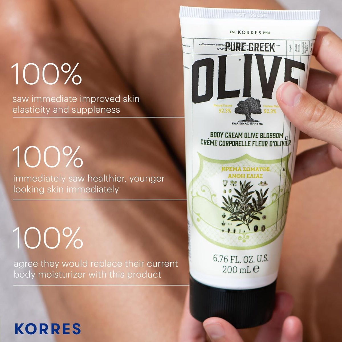 KORRES Olive Body Lotion for Dry Skin Moisturizer Cream with Vitamin E, Aloe and Pure Greek Olive