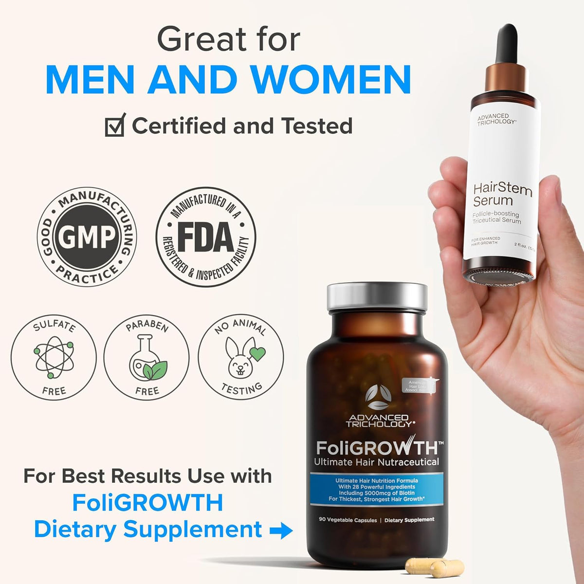 HairStem Follicle-boosting Triceutical Serum for Thicker Fuller Hair | Triple-Action, Multi-Zonal