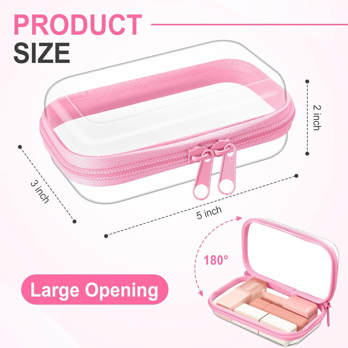 Hoolerry 3 Pcs Clear Hard Zipper Case Plastic Pouch Transparent Hard Case Clear Makeup Bag Portable
