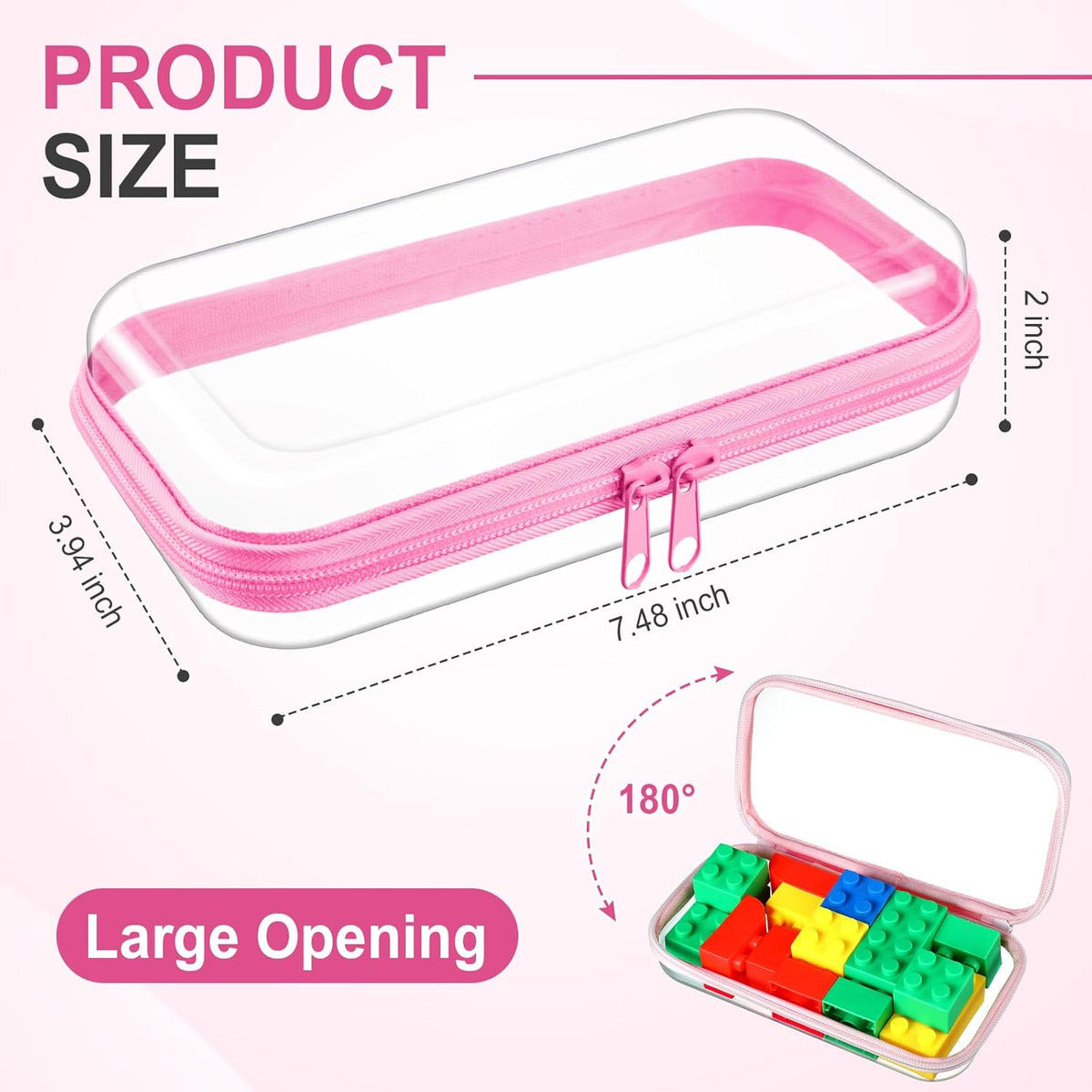 Hoolerry 4 Pcs Hard Clear Zipper Case Makeup Bags Plastic Pencil Pouch Transparent Storage Box