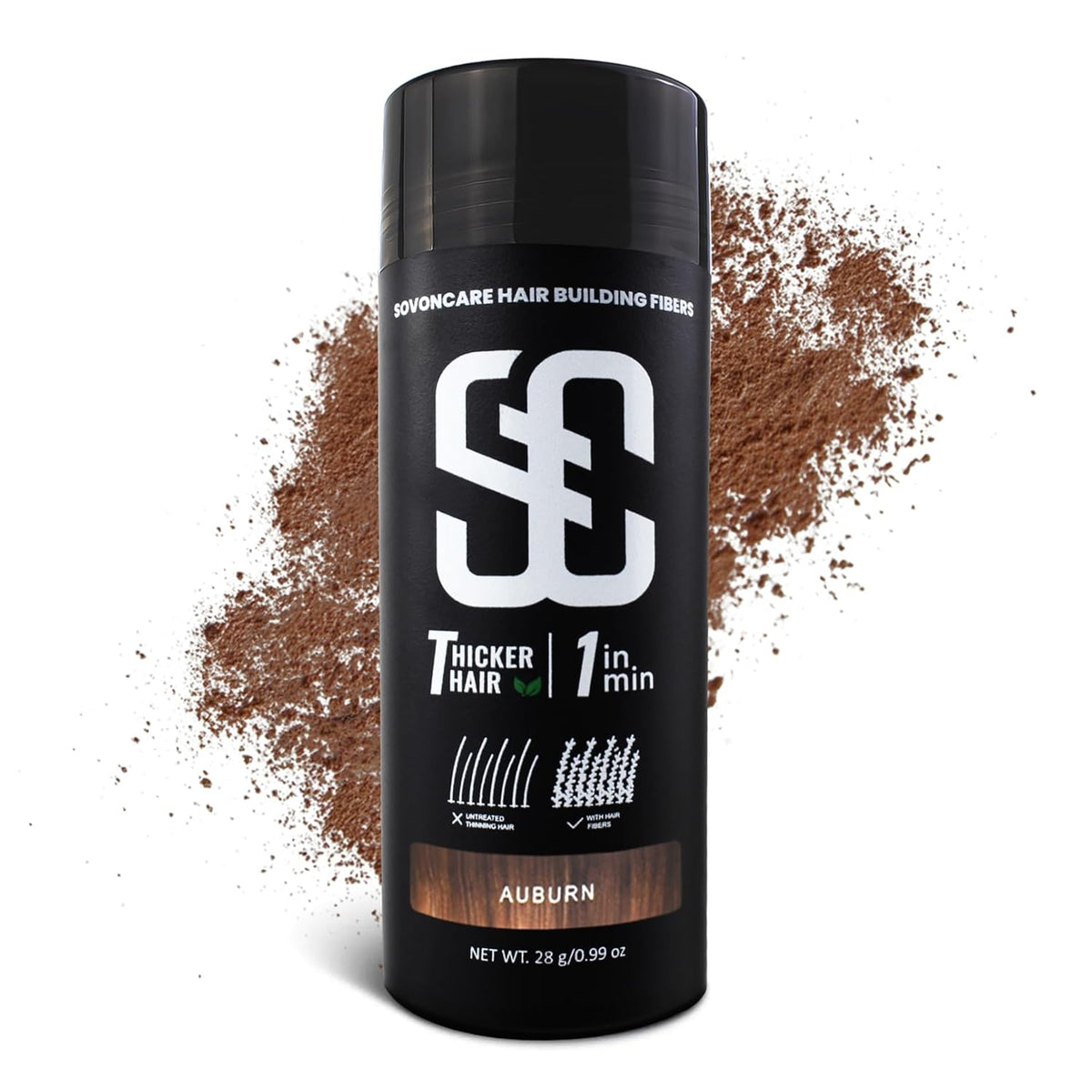 SOVONCARE Hair Fibers for Thinning Hair Auburn, Hair Building Fibers for Bald Spots Undetectable &