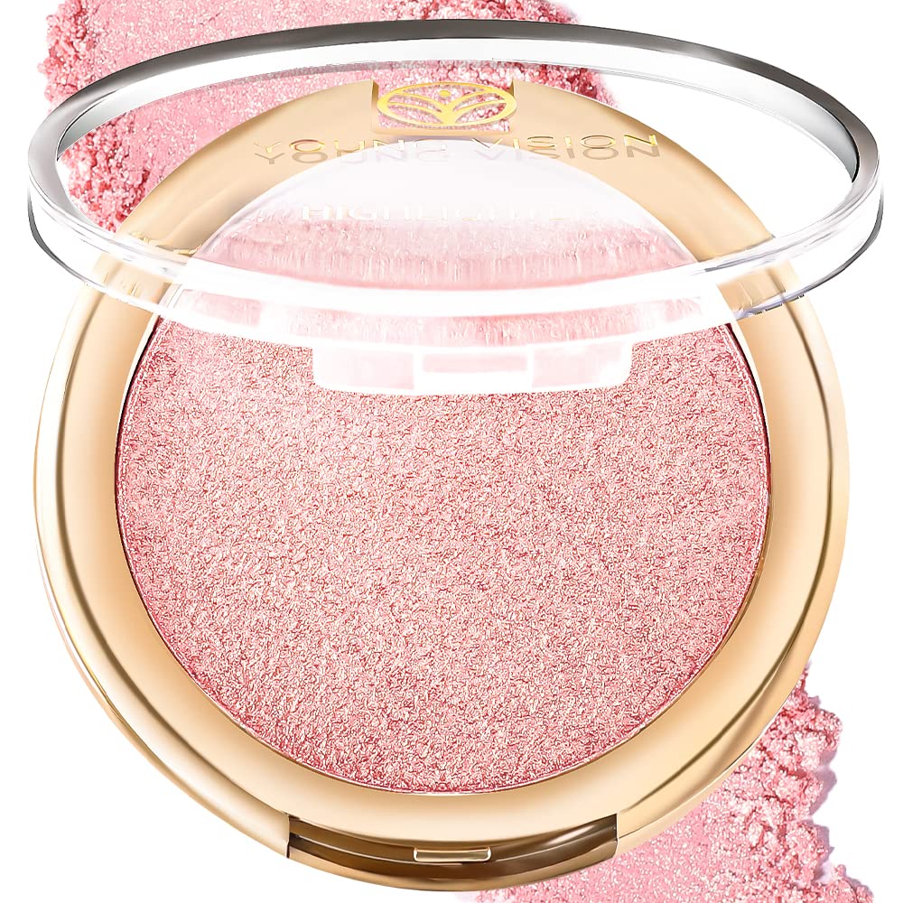YOUNG VISION Pressed Powder Highlighter, Baked Natural Glow Contour Powder & Face Highlighter