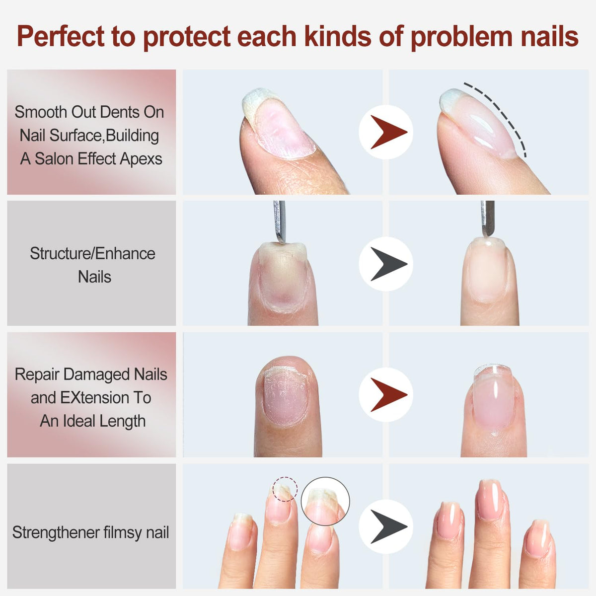FZANEST Rubber Base Gel Polish, 6pcs*7.5ml Builder Gel Jelly Sheer Natrual Nude Pink in a Bottle UV