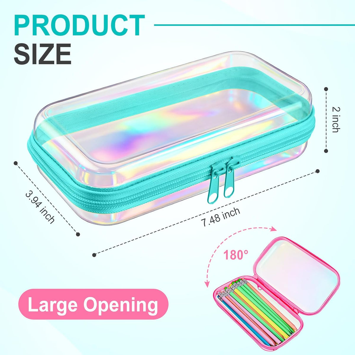 Hoolerry 3 Pcs Clear Hard Zipper Case Plastic Pouch Transparent Hard Case Clear Makeup Bag Portable