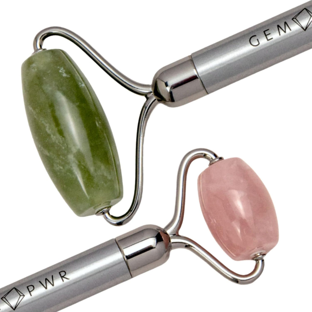 Rose Quartz + Jade Roller for Face and Neck Massage, Dual Gemstones with Durable Steel Handle and