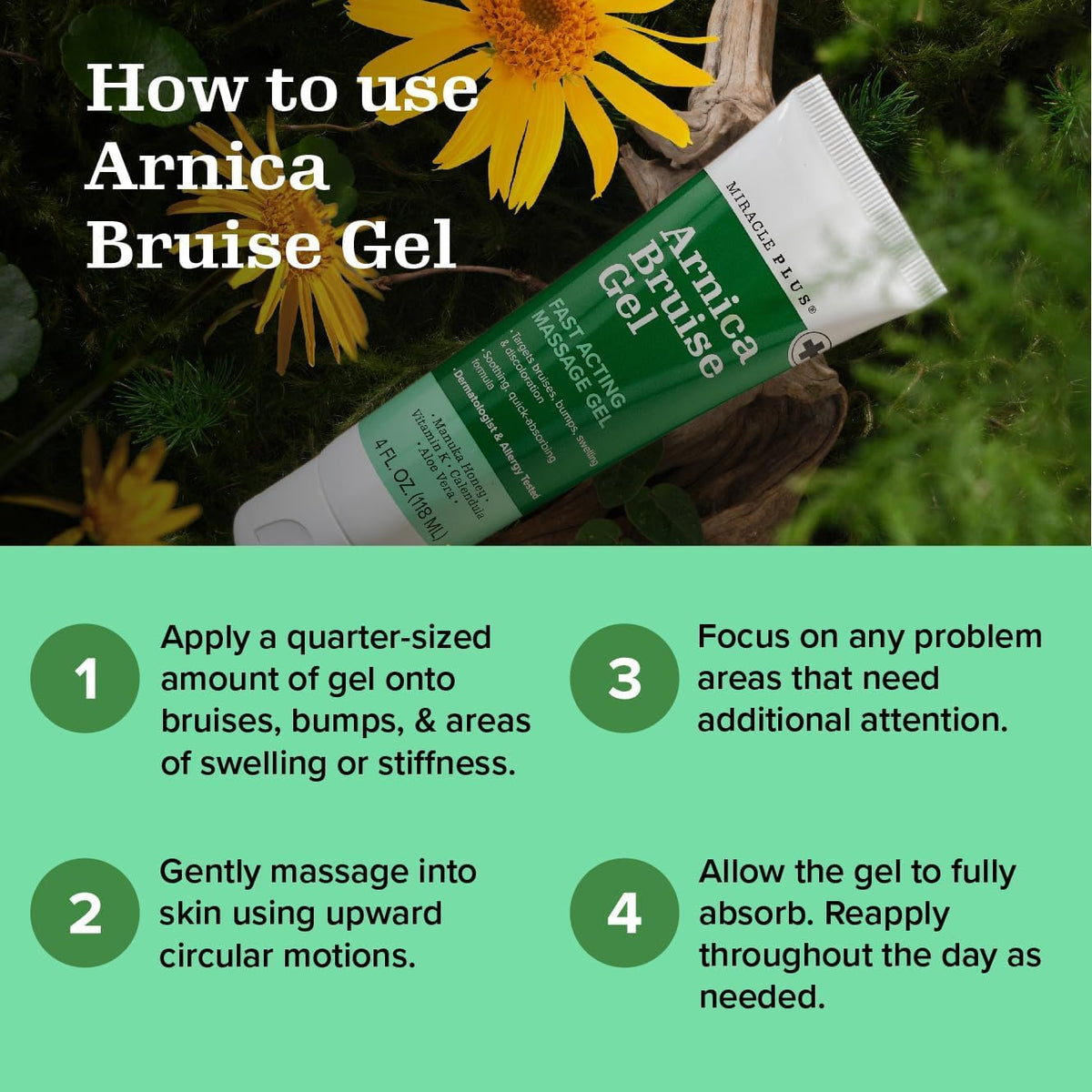 Miracle Plus Arnica Cream Bruise Relief Lotion + Arnica Bruise Gel For Bruising And Swelling On