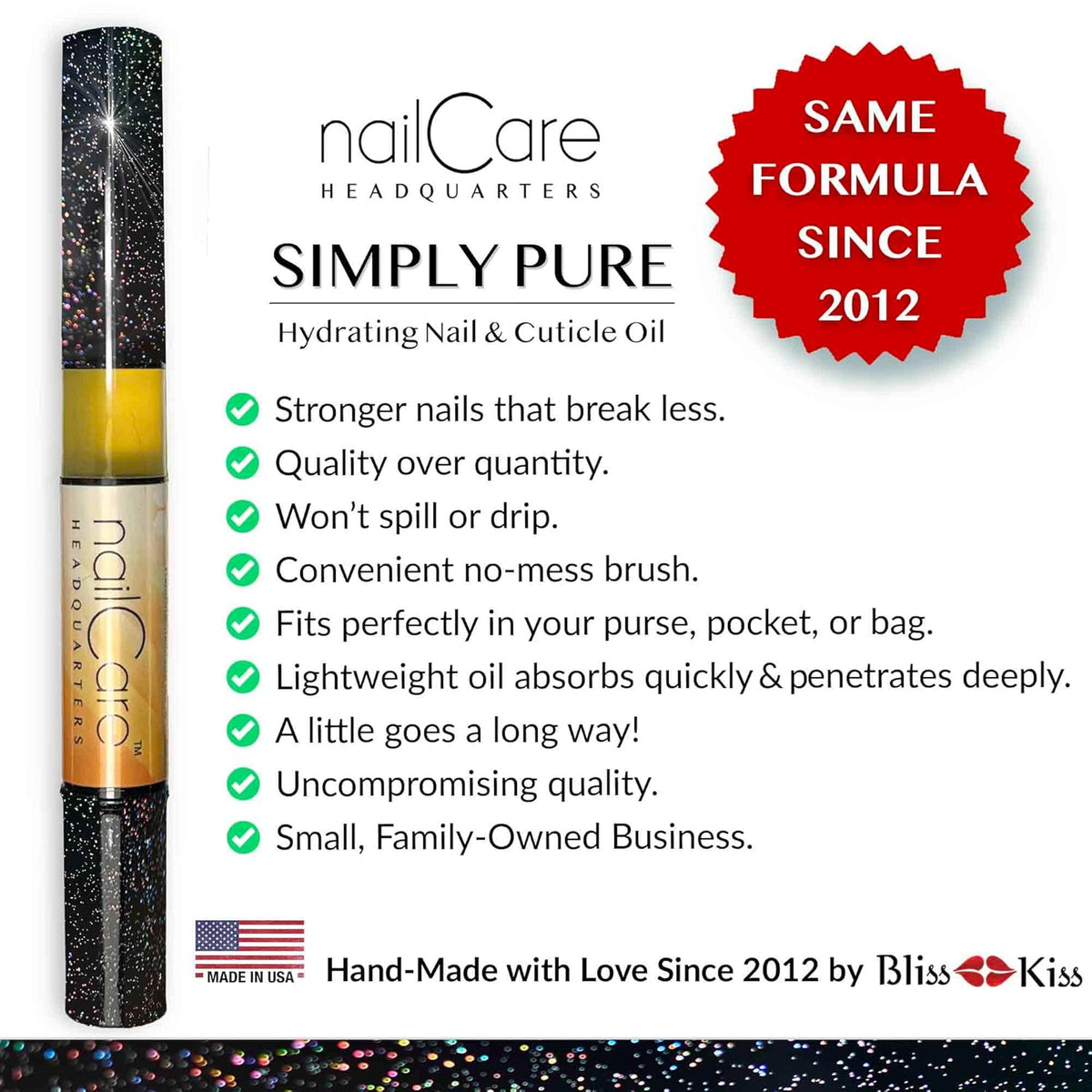 Nail Care Headquarters Simply Pure Cuticle Oil Pen for Nails - Nail Strengthener & Growth Serum for