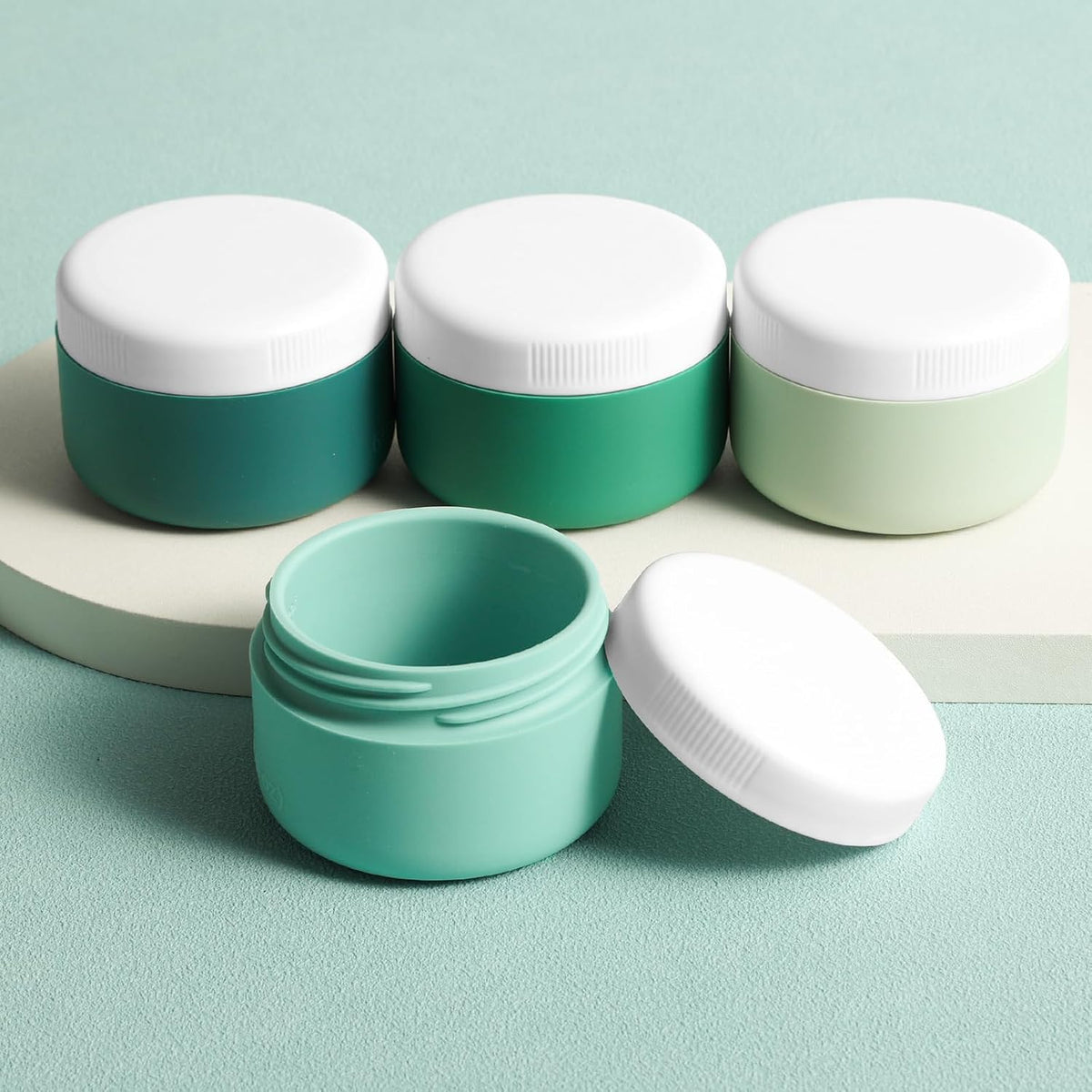 Travel Containers for Toiletries, Silicone Cream Jars BPA-Free, Leak-proof 2oz Travel Size