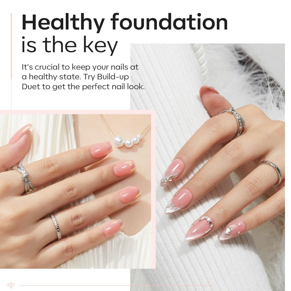 modelones Builder Nail Gel with Gel Top Coat, 8-In-One Nude Pink Builder Acid Free Top Coat for
