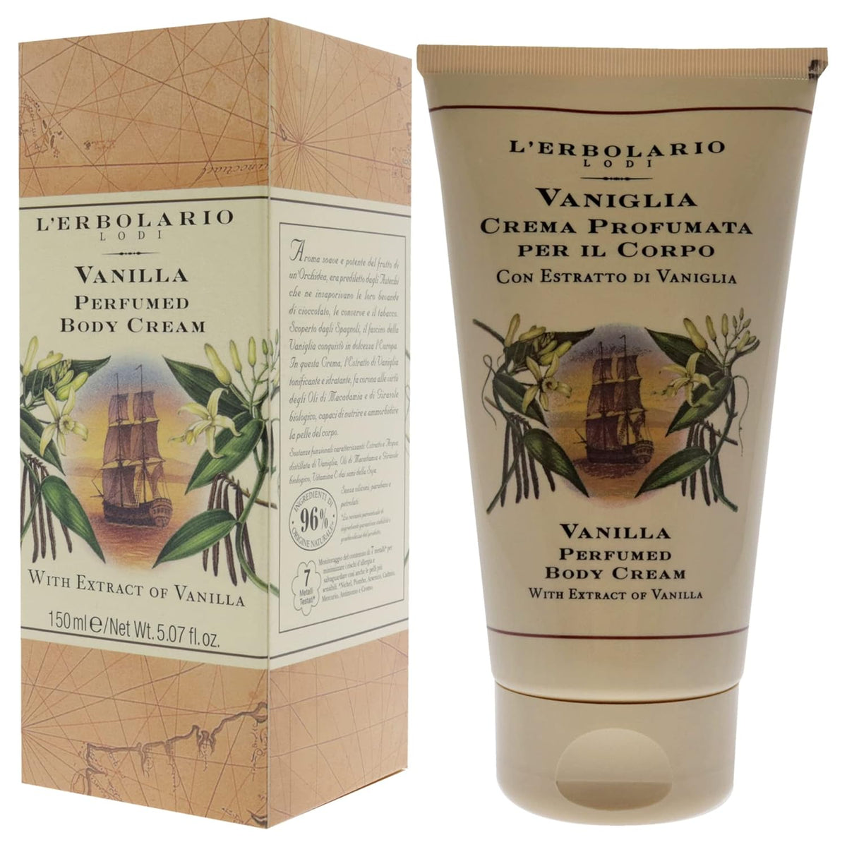 L'Erbolario Vanilla Perfumed Body Cream - Long Lasting Scented Body Cream for Women - Perfume