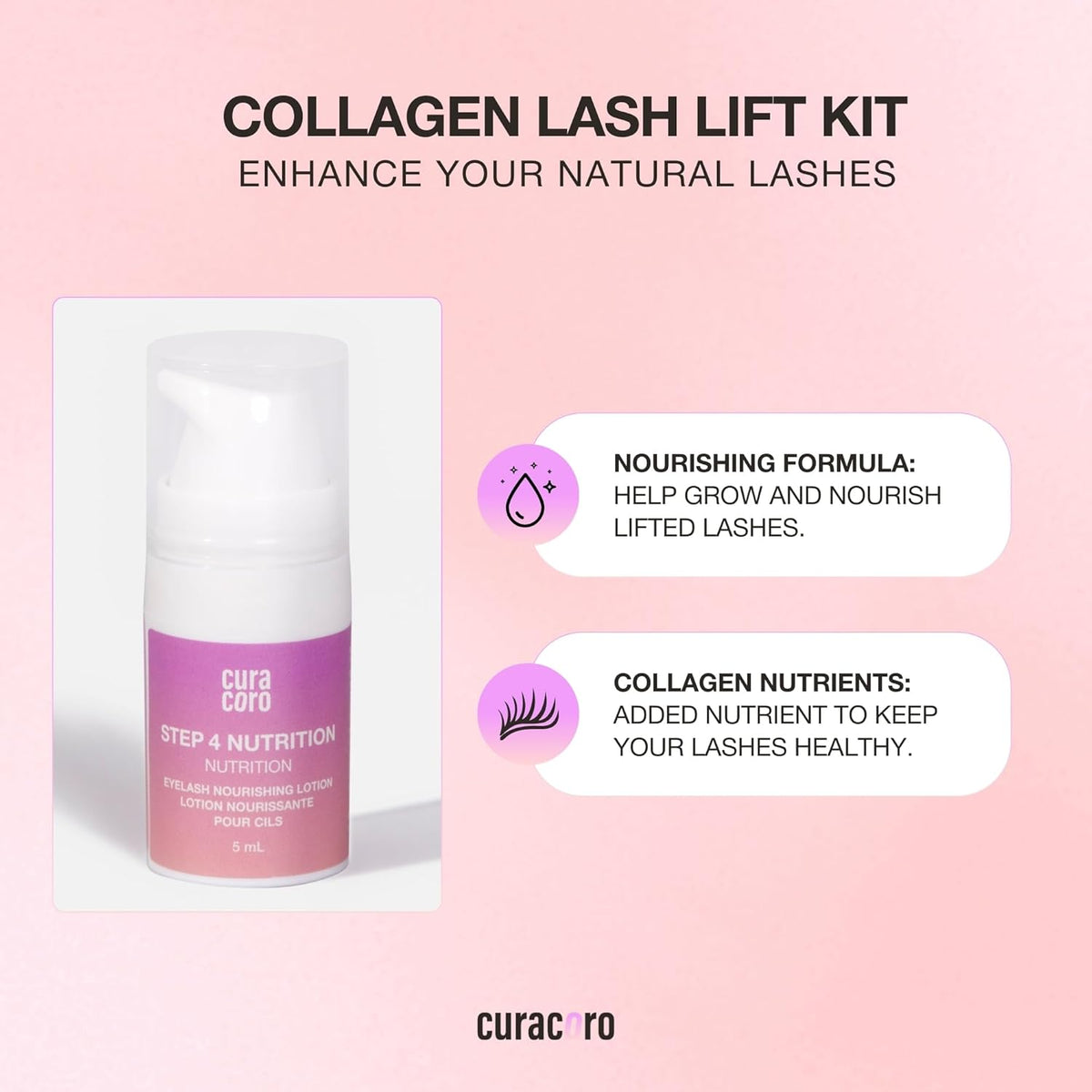 Curacoro Lash Lift Collagen Nourishing Lotion - Professional Eyelash Perm Kit, Semi-Permanent Lash