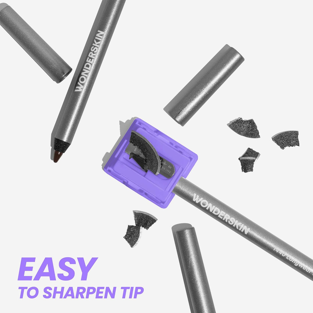 Wonderskin Eyeliner Pencil, 1440 Longwear Brown Glitter Eyeliner Pencil - Waterproof, Sharpenable &