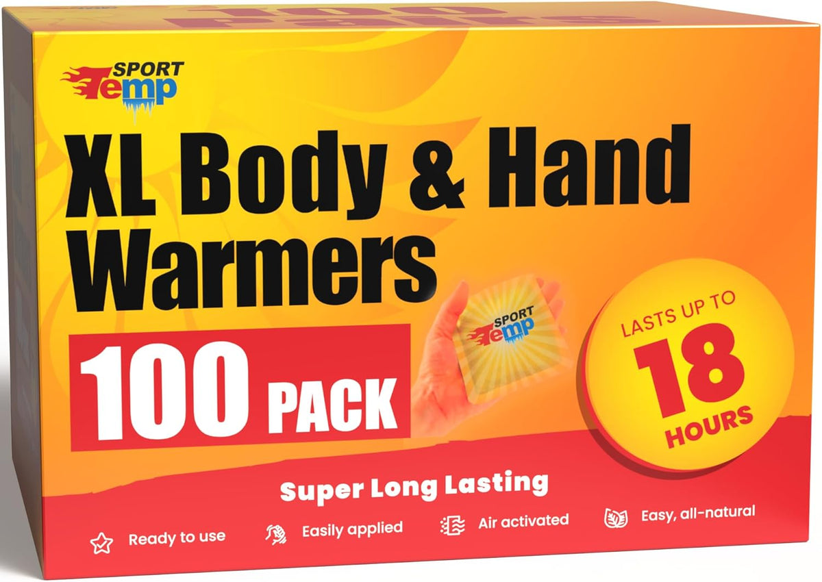 Large Hand & Body Warmers - Up to 18 Hours of Heat, Super Long Lasting - Easy, All Natural - Air