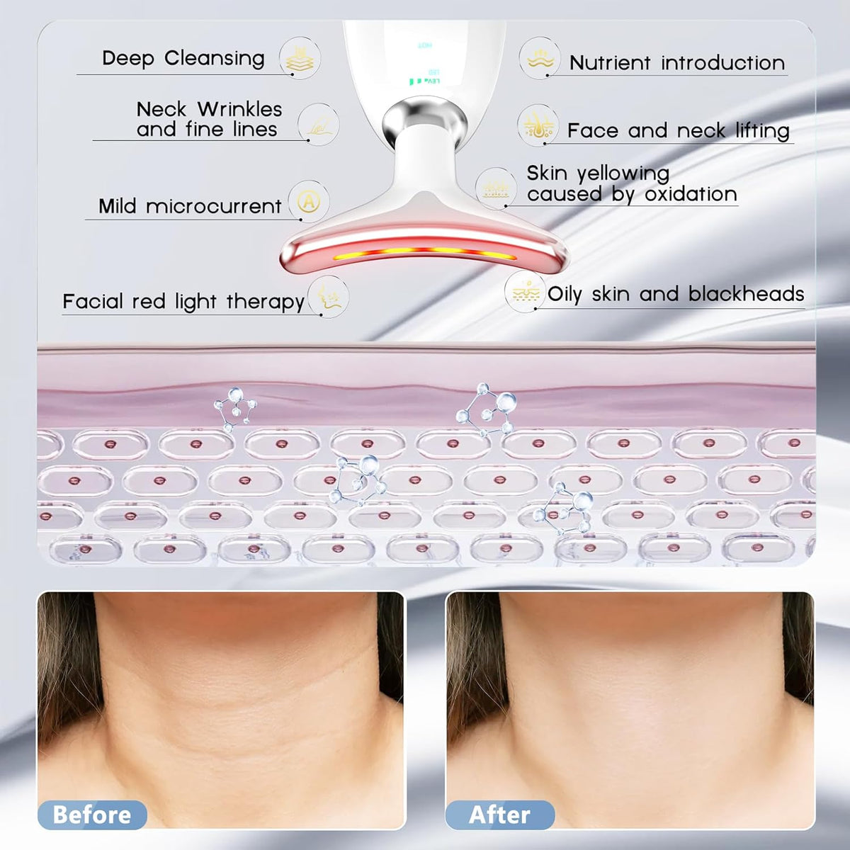 7 in 1 Face Massager Tool, Red Light Therapy for Face and Neck, Red Light Therapy Wand, Face Neck