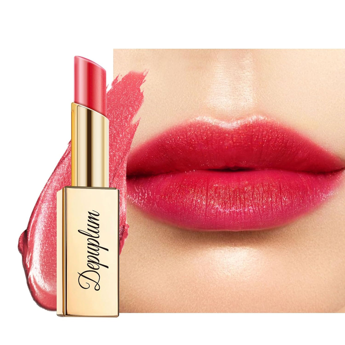 Red Lipstick Moisturizing for Women Shimmer Tinted Lip Balm Hydrating Nourishing Lip Gloss Vegan&