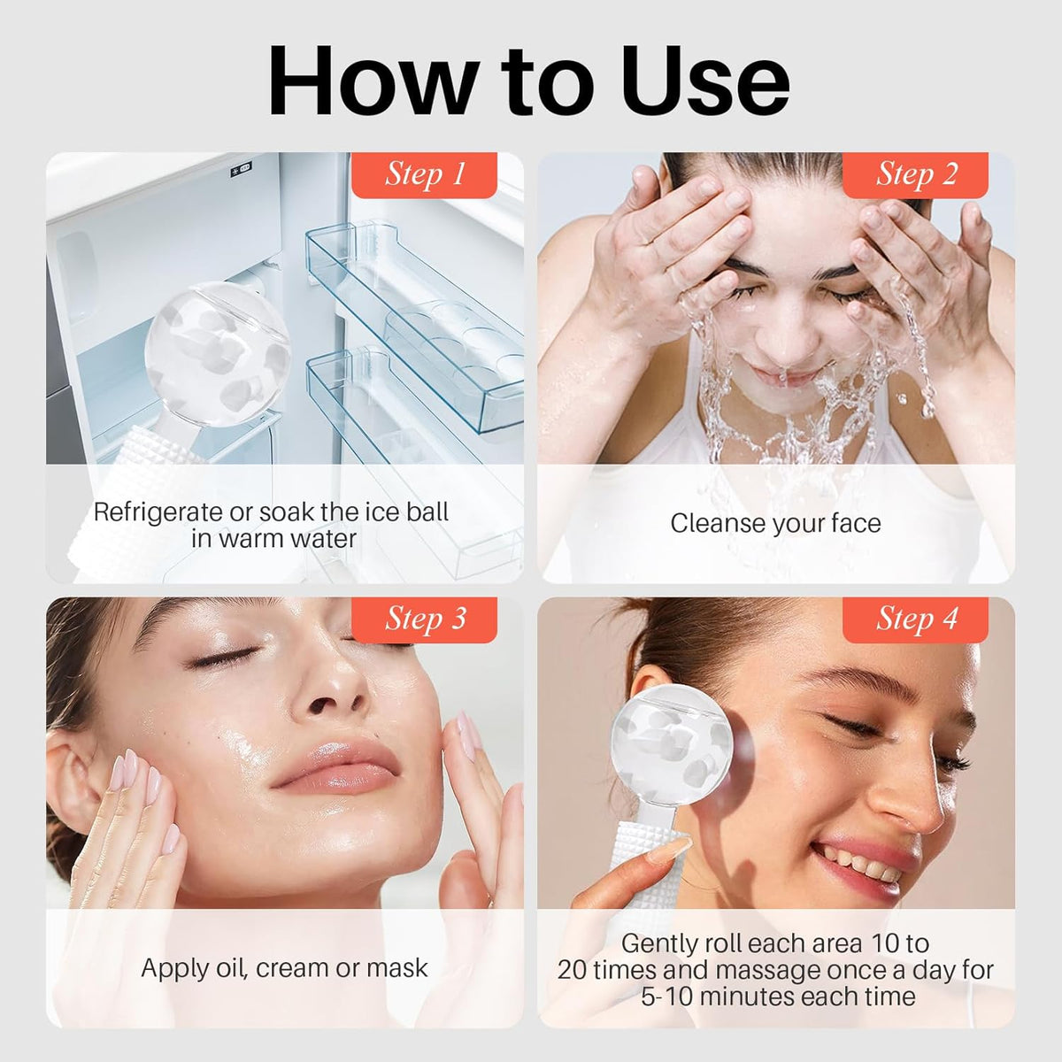 Ice Globes & Ice Roller for Face and Eyes - Facial Massage Tools for Skin Care, Reduce Wrinkles &