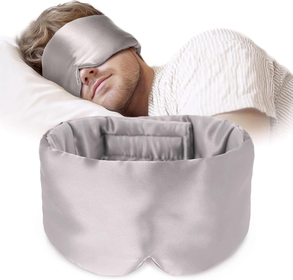 Silk Sleep Mask Soft Pressureless: 100% Mulberry Silk for Eye Skin Anti Wrinkles, Large Size for