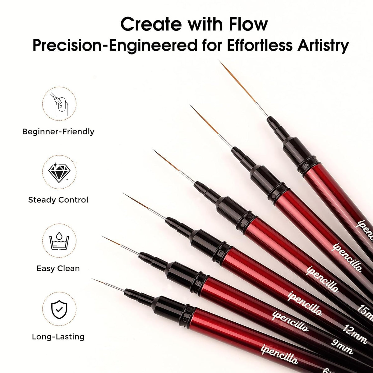 Nail Art Brushes, 6 Pcs Nail Liner Brushes for Nails, Nail Brushes for Nail Art Lines, Details
