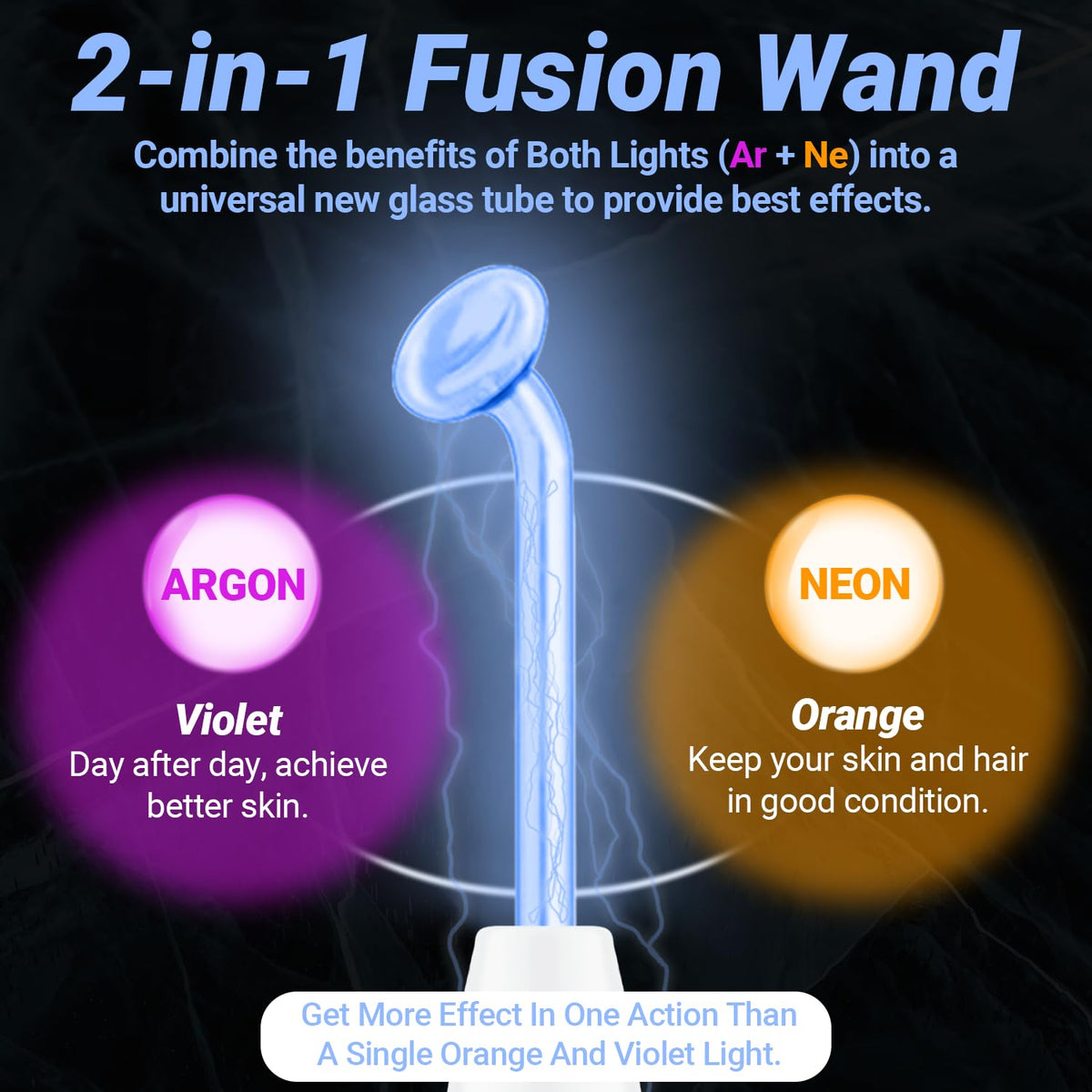 High Frequency Facial Wand - UUPAS Portable Handheld 4 in 1 Blue High Frequency Skin Facial Machine