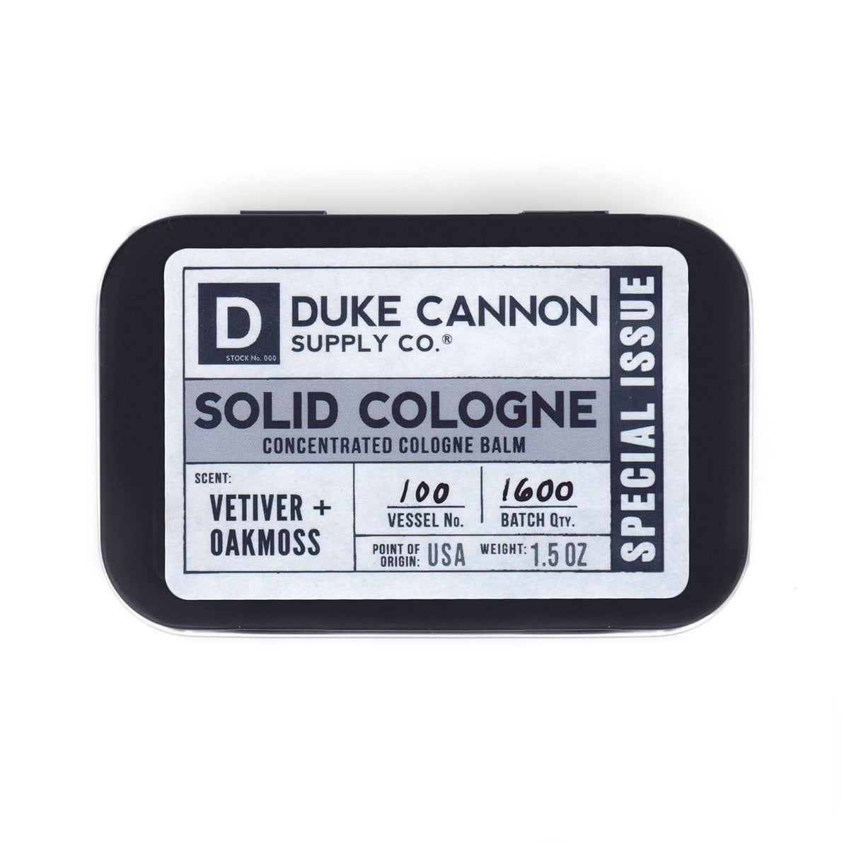 Duke Cannon Supply Co. Solid Cologne for Men Special Issue Vetiver and Oakmoss (Fresh Air