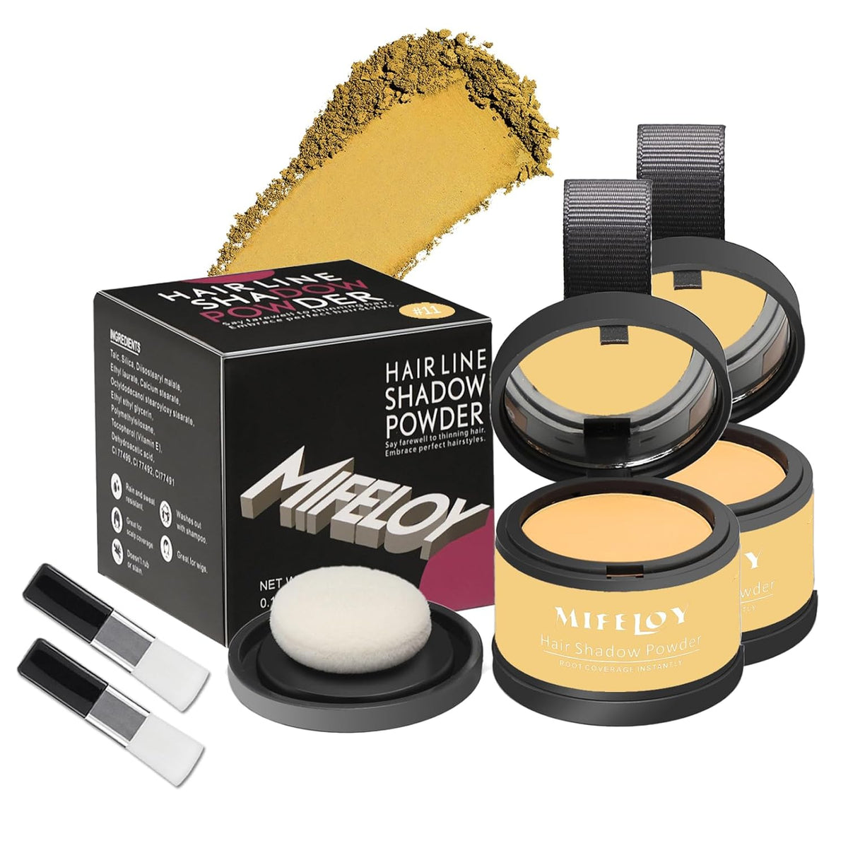 2 Pack Root Touch Up Shadow Powder, Gray Hair Cover Up, Women Color Root Coverage Powder for