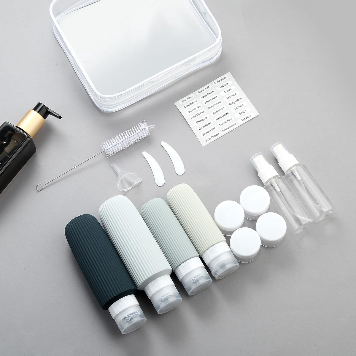 16 Pack Travel Bottles for Toiletries, Large 6oz Silicone Travel Containers, Leak Proof Refillable