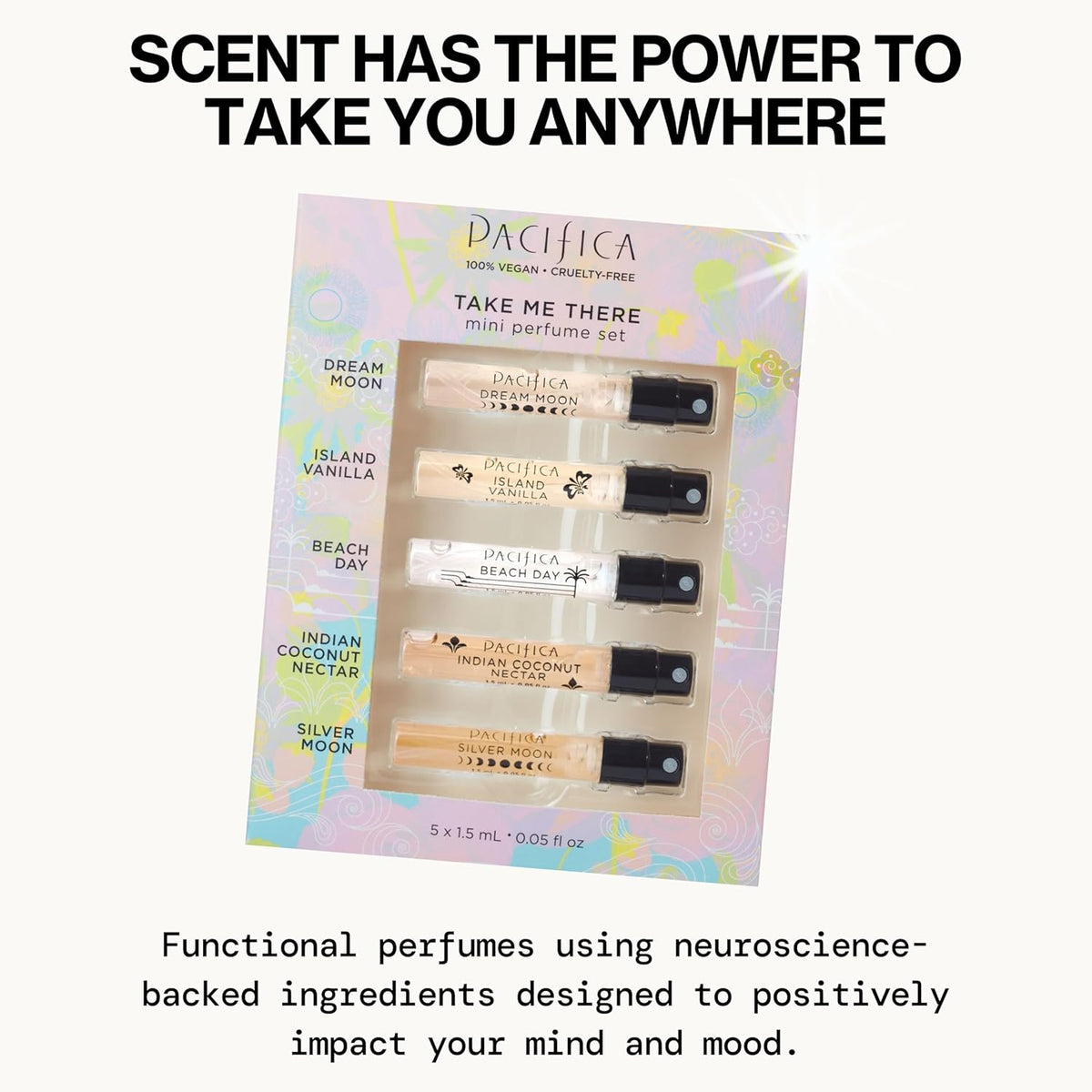 Pacifica Beauty, Take Me There Spray Perfume Trial Set, 5 Scents, Fragrance Sampler Gift Set