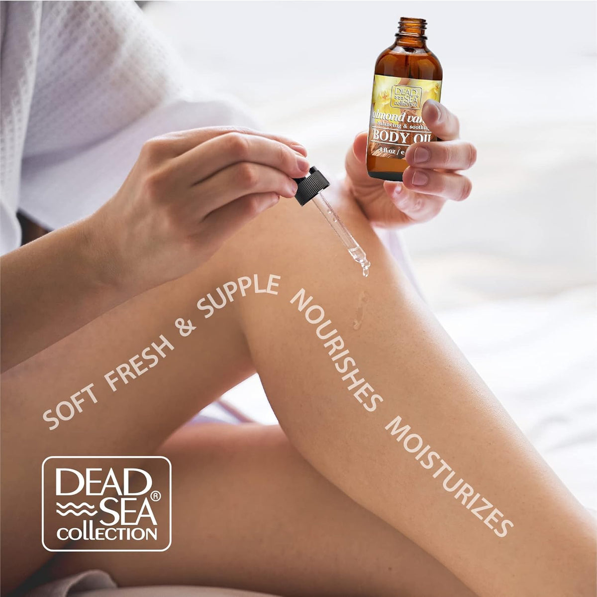 Dead Sea Collection Body Oil with Almond & Vanilla-Dry Skin Moisturizer and Hydrating Massage