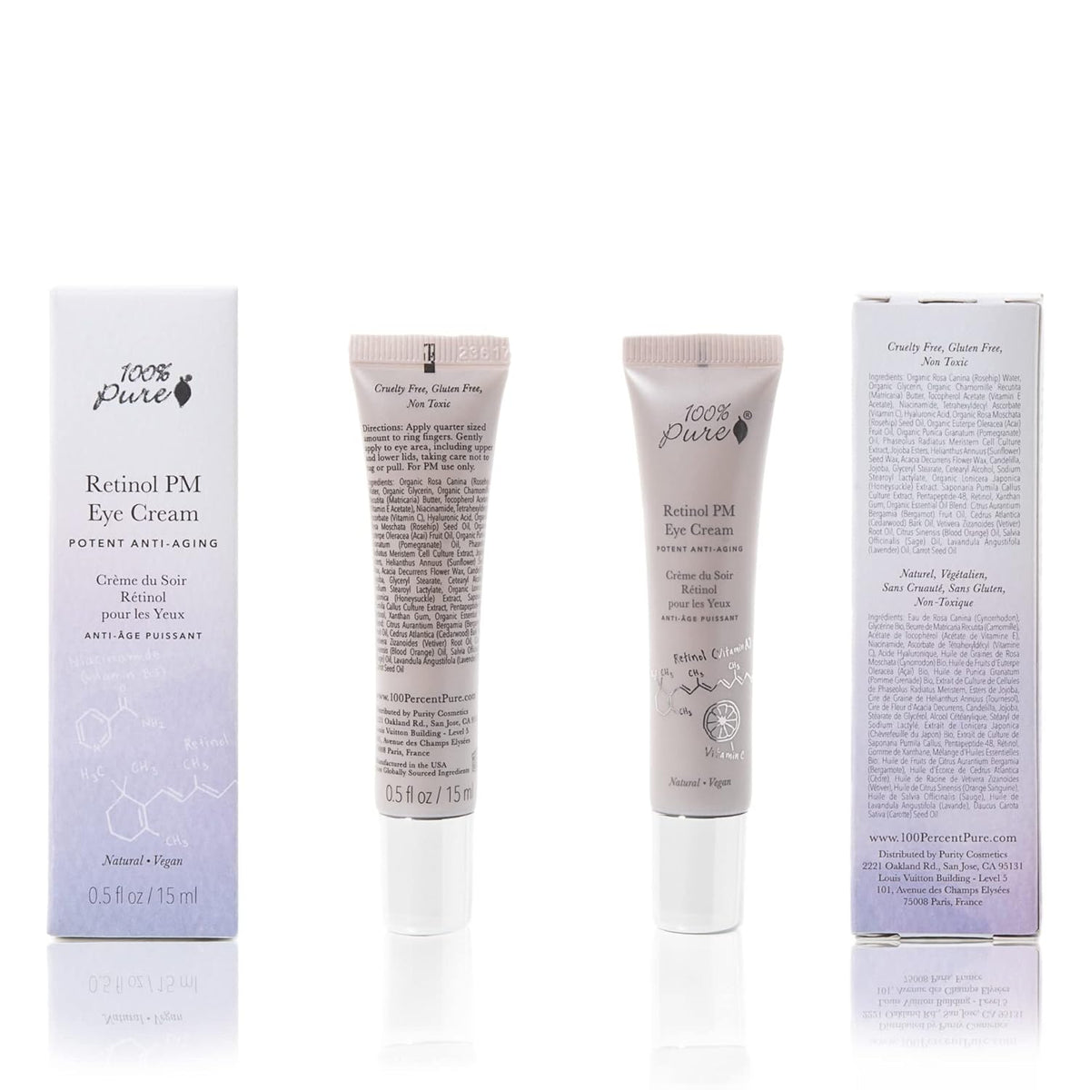 100% PURE Retinol Eye PM Cream, Anti-Aging Eye Cream for Wrinkles, Pure Retinol Cream, Wrinkle