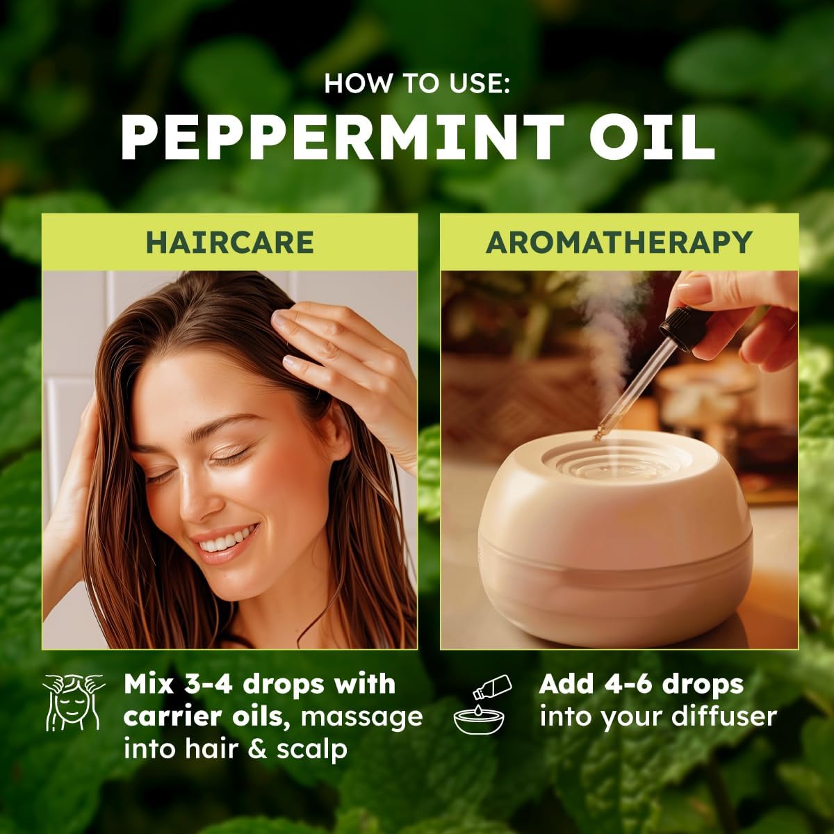 Kukka Essential Oils Peppermint Oil for Skin, Hair, Diffuser - 4 Fl Oz / 118 ml, DIY Soap Making