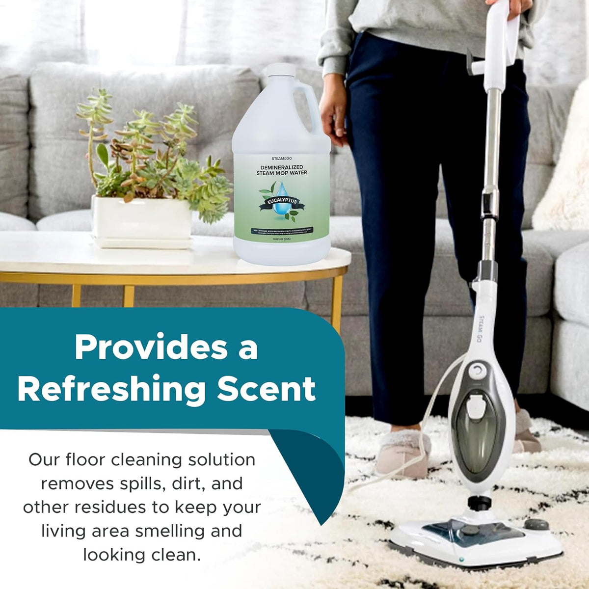 Steam & Go Demineralized Water - Multi-Surface Cleaning Solution for Steam Mop, Ready-to-Use Floor
