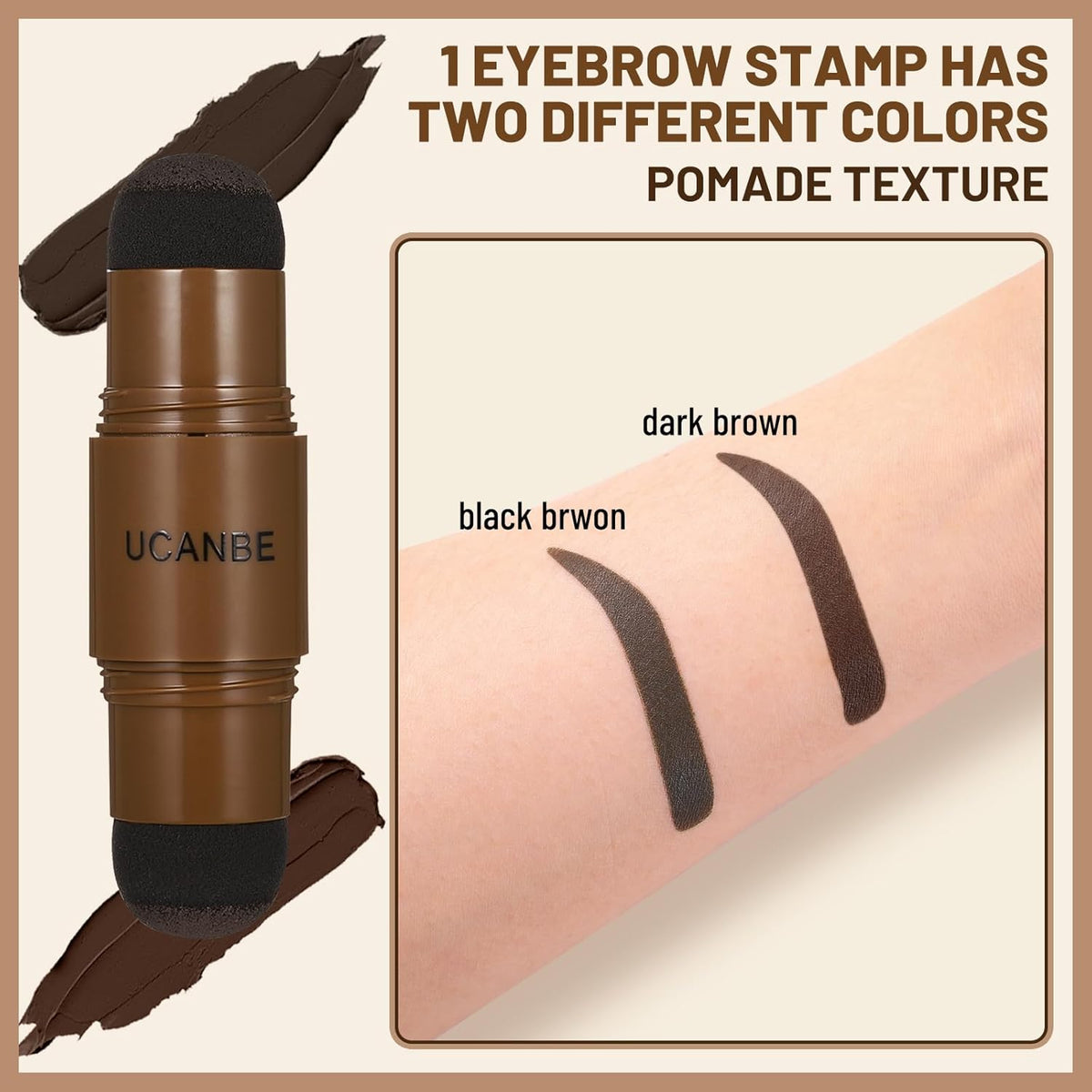 UCANBE 25PCS Eyebrow Stamp Stencil Kit With Dual-Color Eyebrow Stamp Pomade,20 Reusable Eyebrow