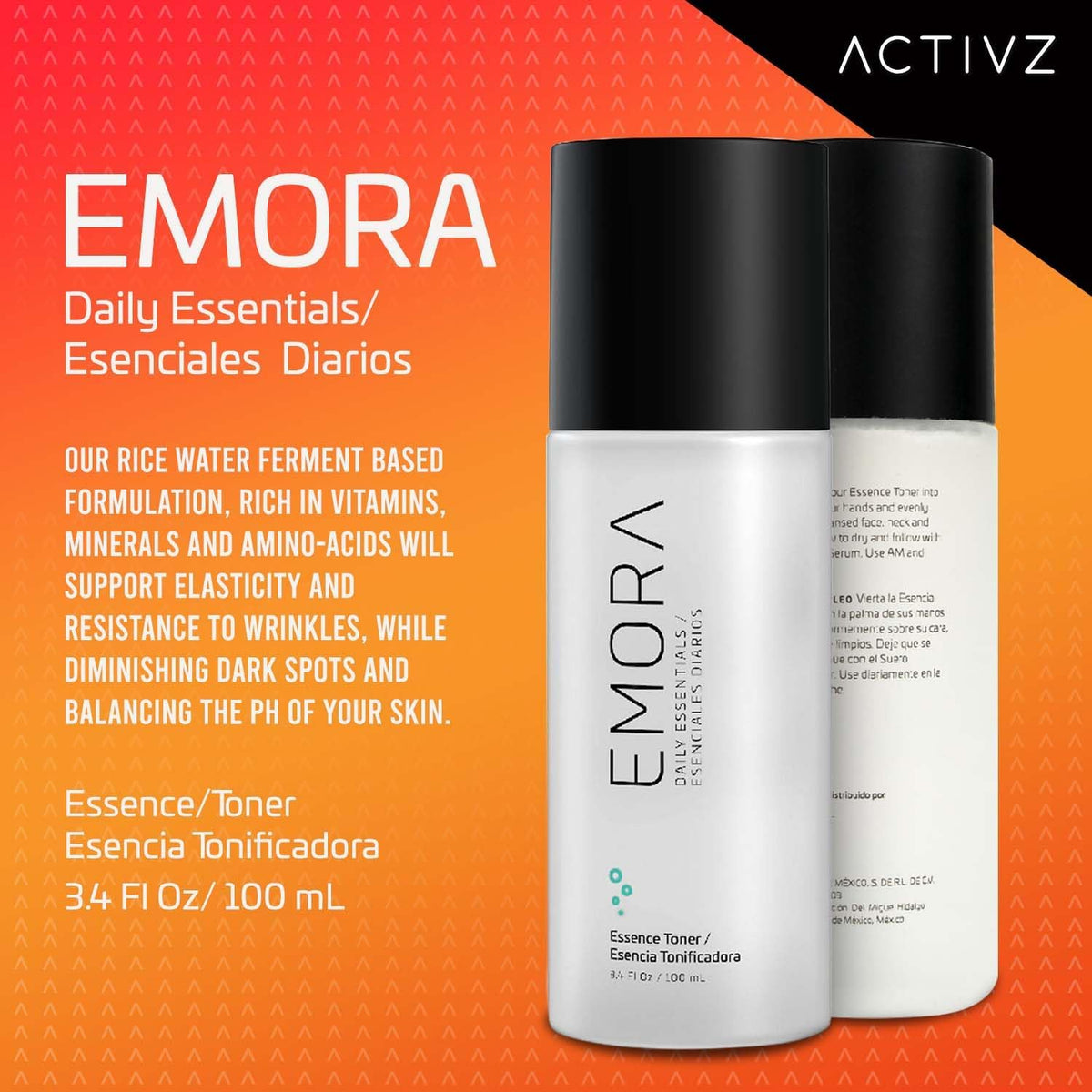 ACTIVZ Emora - Essence Toner with Rice Water - Refines Pores, Nourishes Skin - Enriched with