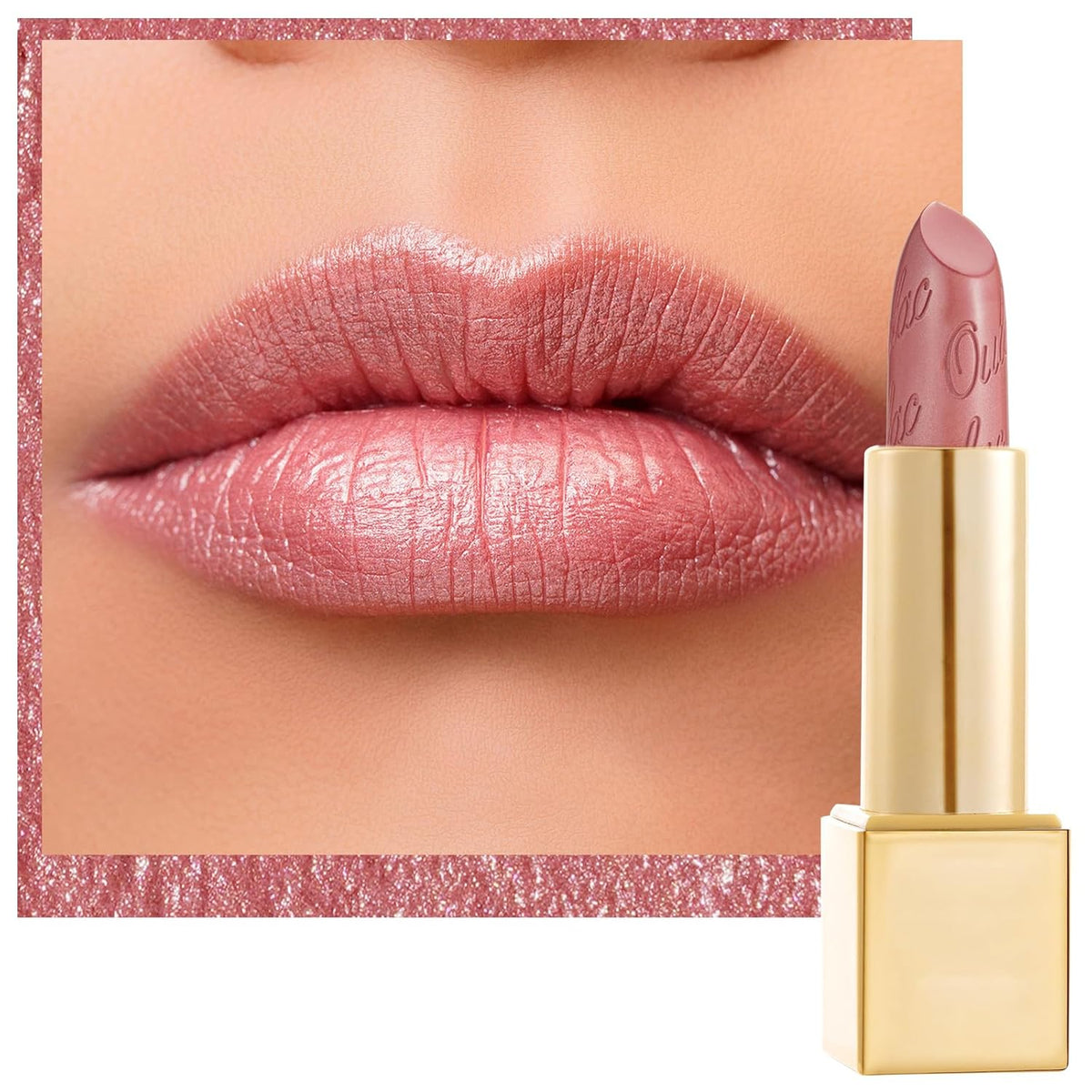 Oulac Light Pink Lipstick for Women with Metallic 3D Shine Lightweight Hydrating Formula, High