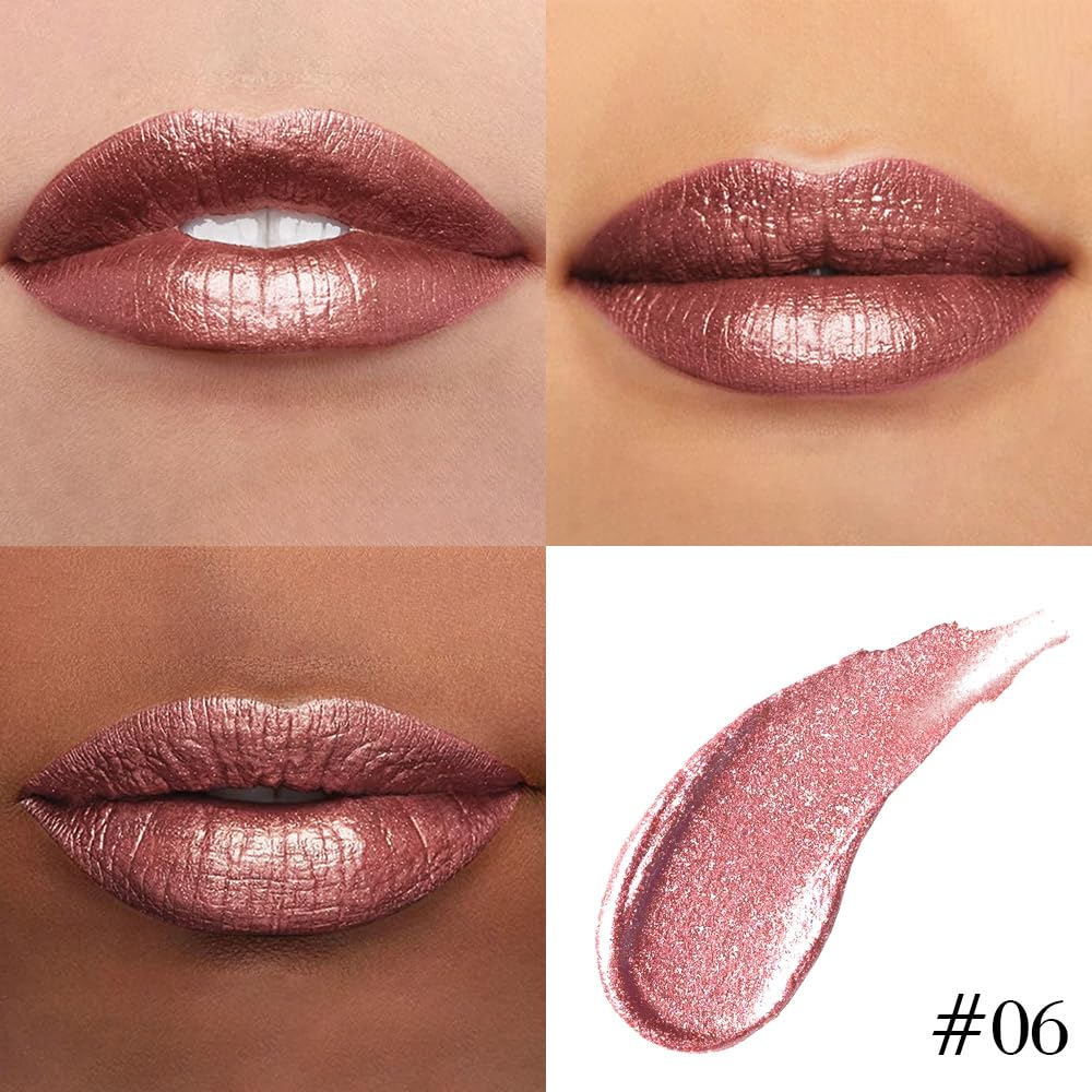 evpct Dark Bronze Metallic Shimmer Lip Liner and Lipstick Combo Lip Gloss Stains Set Makeup for